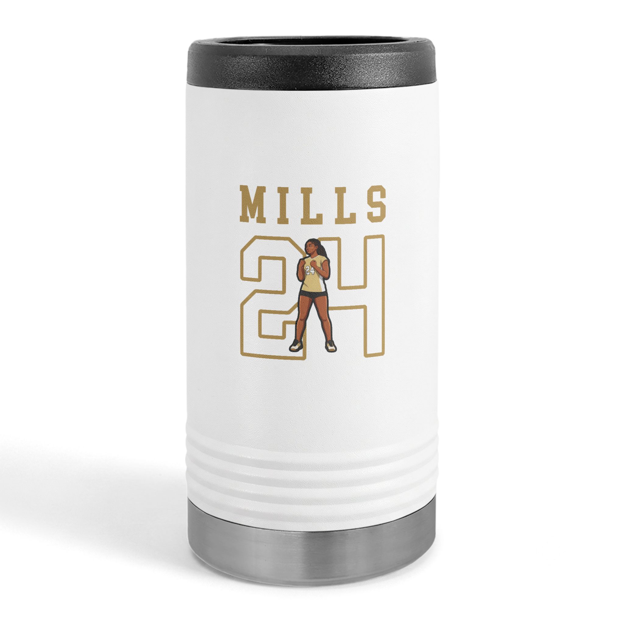Slim Stainless Can Cooler — character_shirsey in White