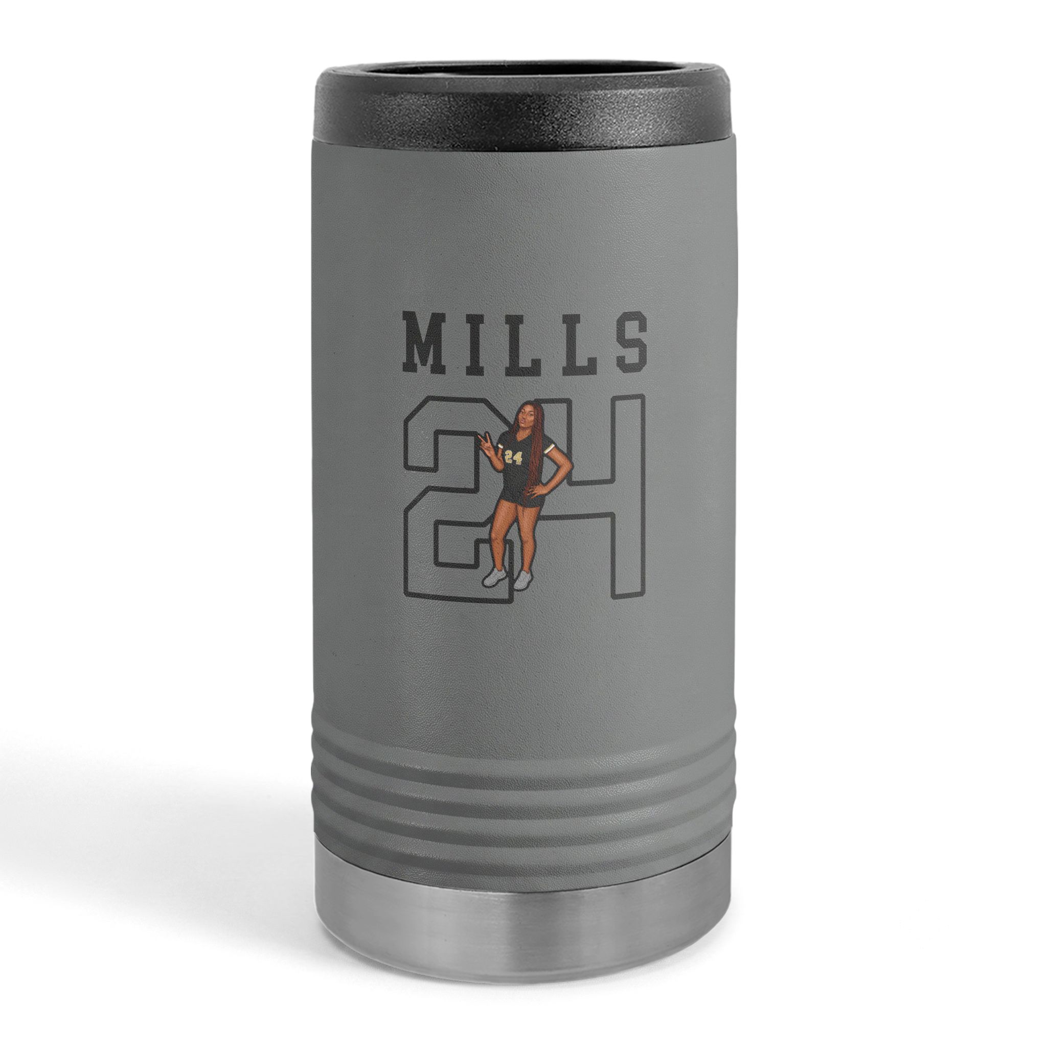 Slim Stainless Can Cooler — character_shirsey in Grey