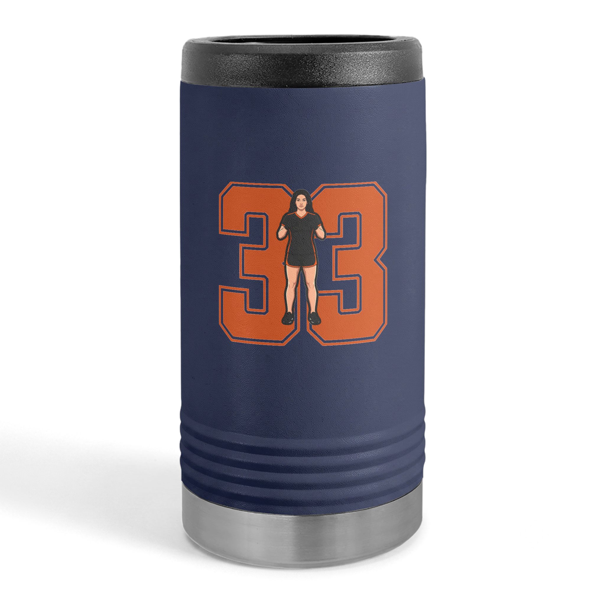 Slim Stainless Can Cooler — character_number in Navy