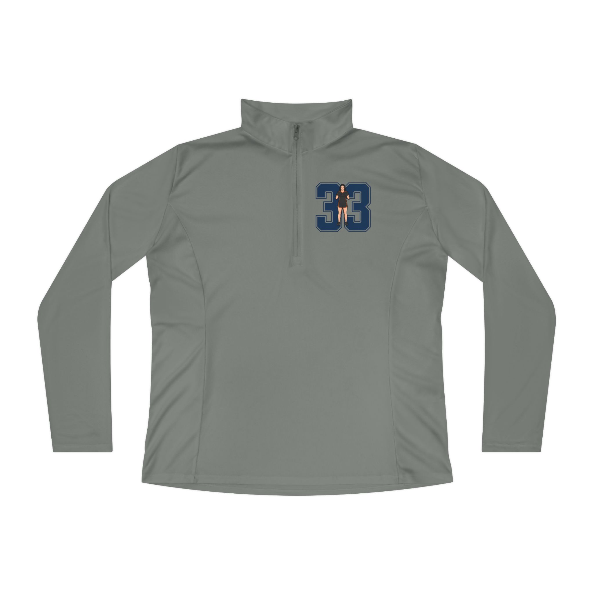 Women's Q-Zip Pullover — character_number in Grey