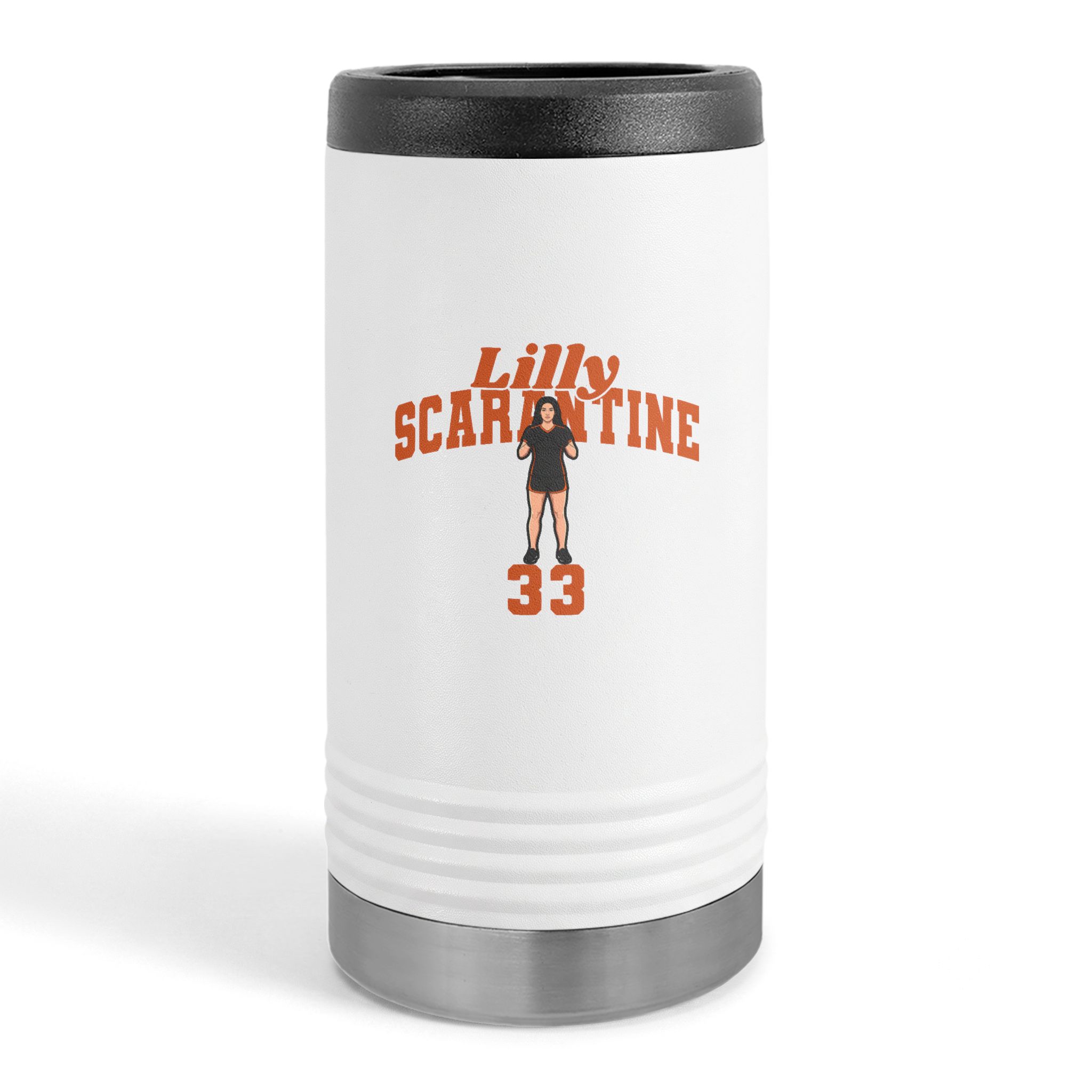 Slim Stainless Can Cooler — character_signature_arch in White