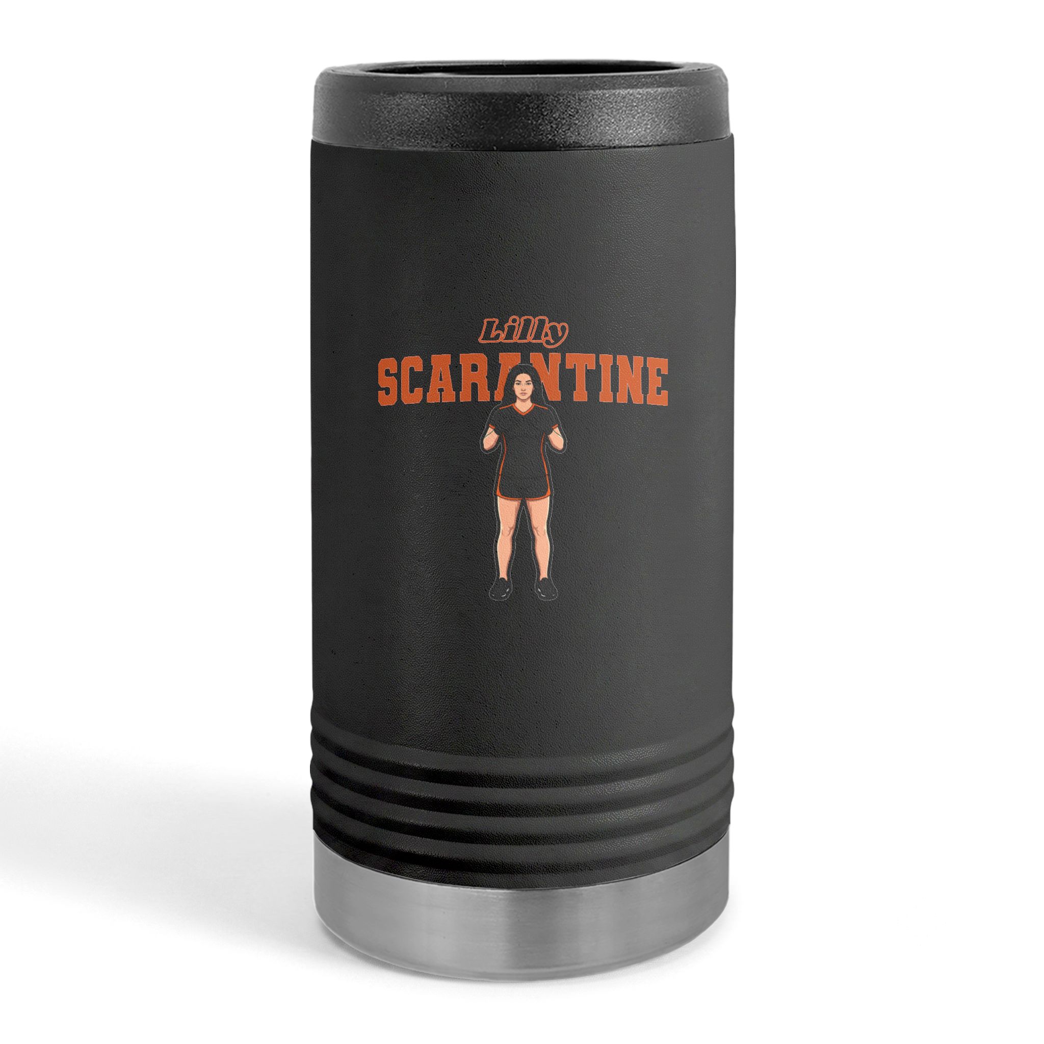 Slim Stainless Can Cooler — character_name_arch in Black