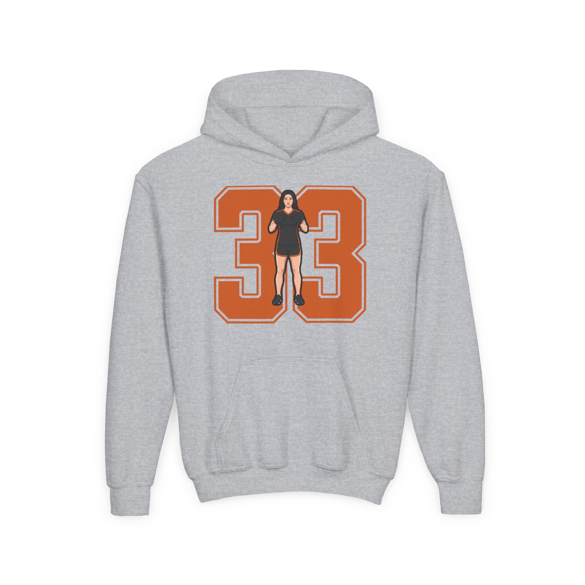 Youth Hoodie — character_number in Grey