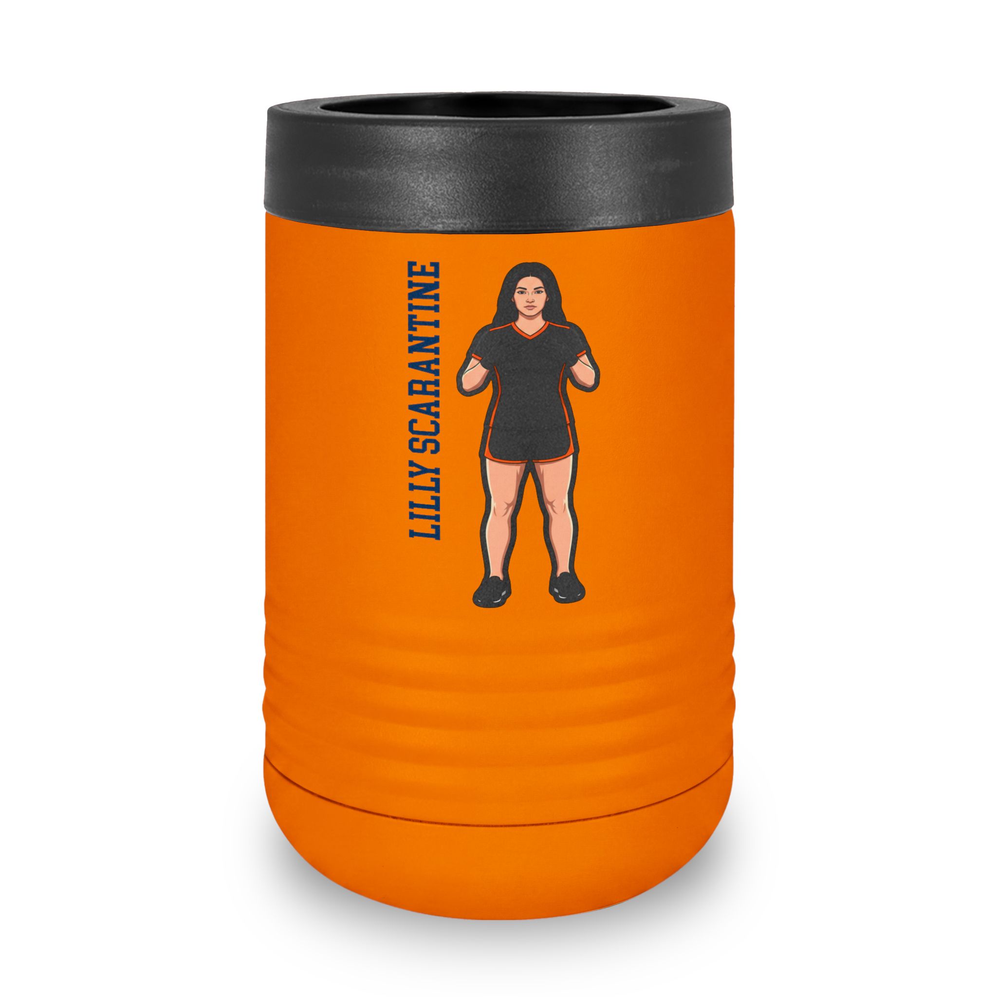 Stainless Can Cooler — character_name_vertical in Orange