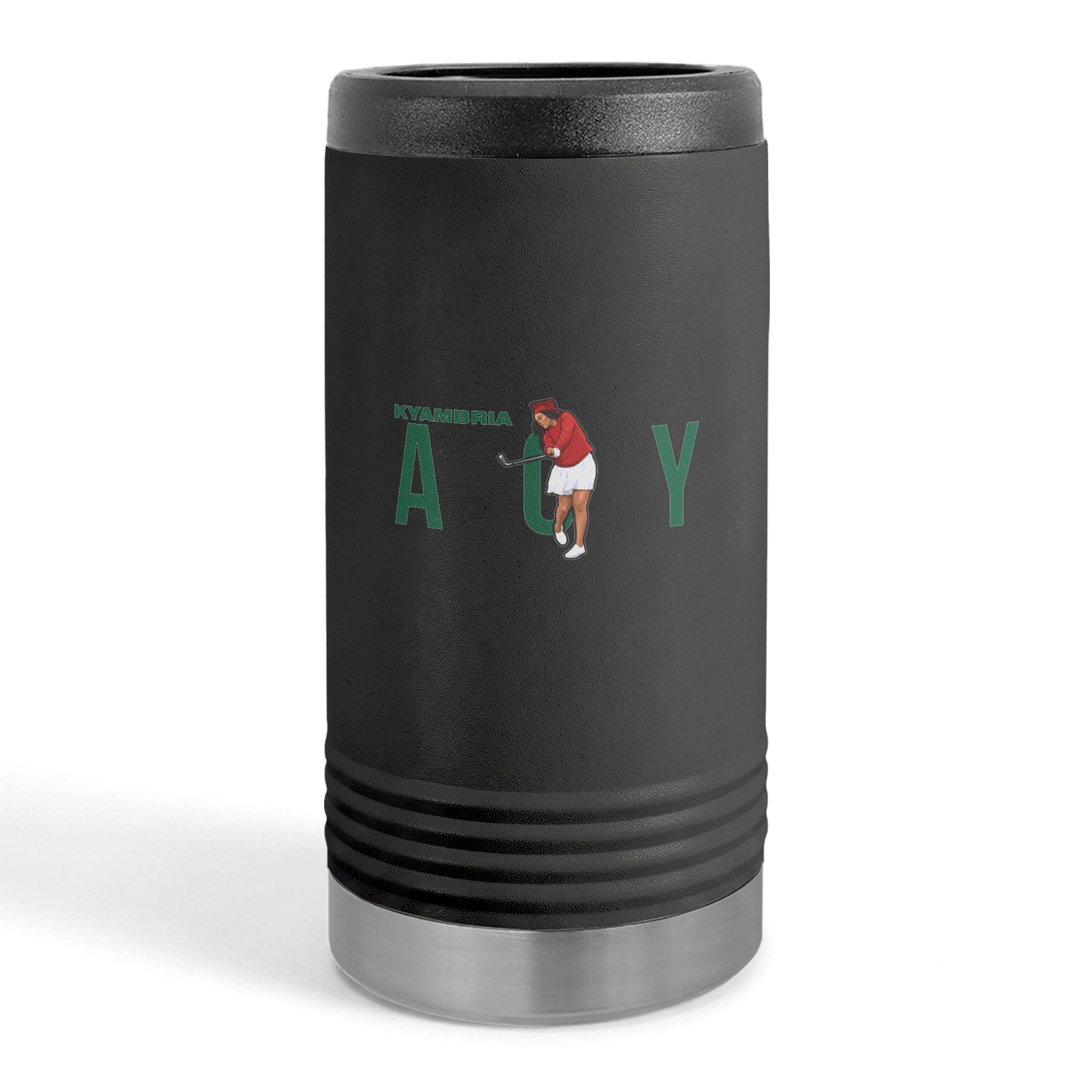 Slim Stainless Can Cooler — character_player_name in Black