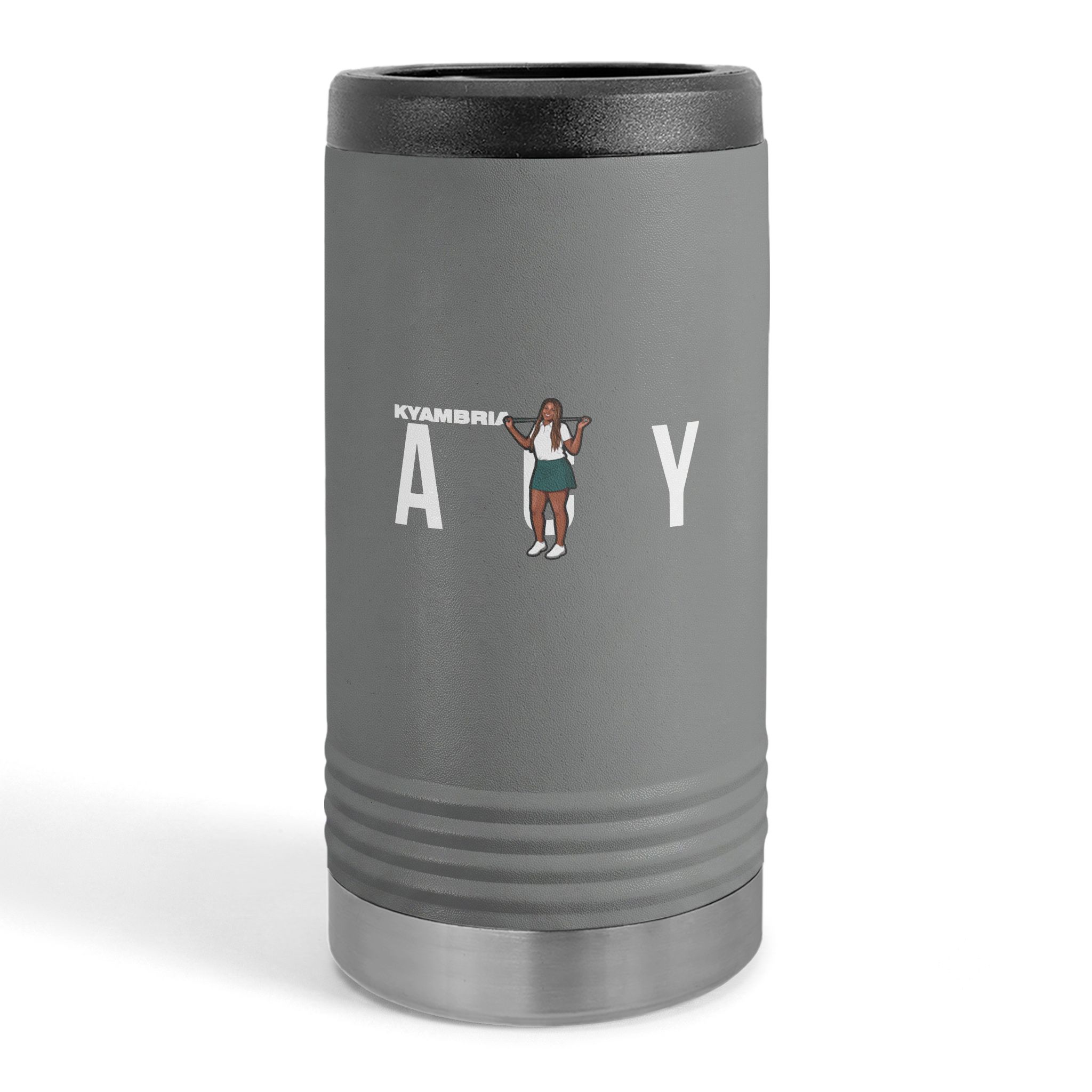 Slim Stainless Can Cooler — character_player_name in Grey