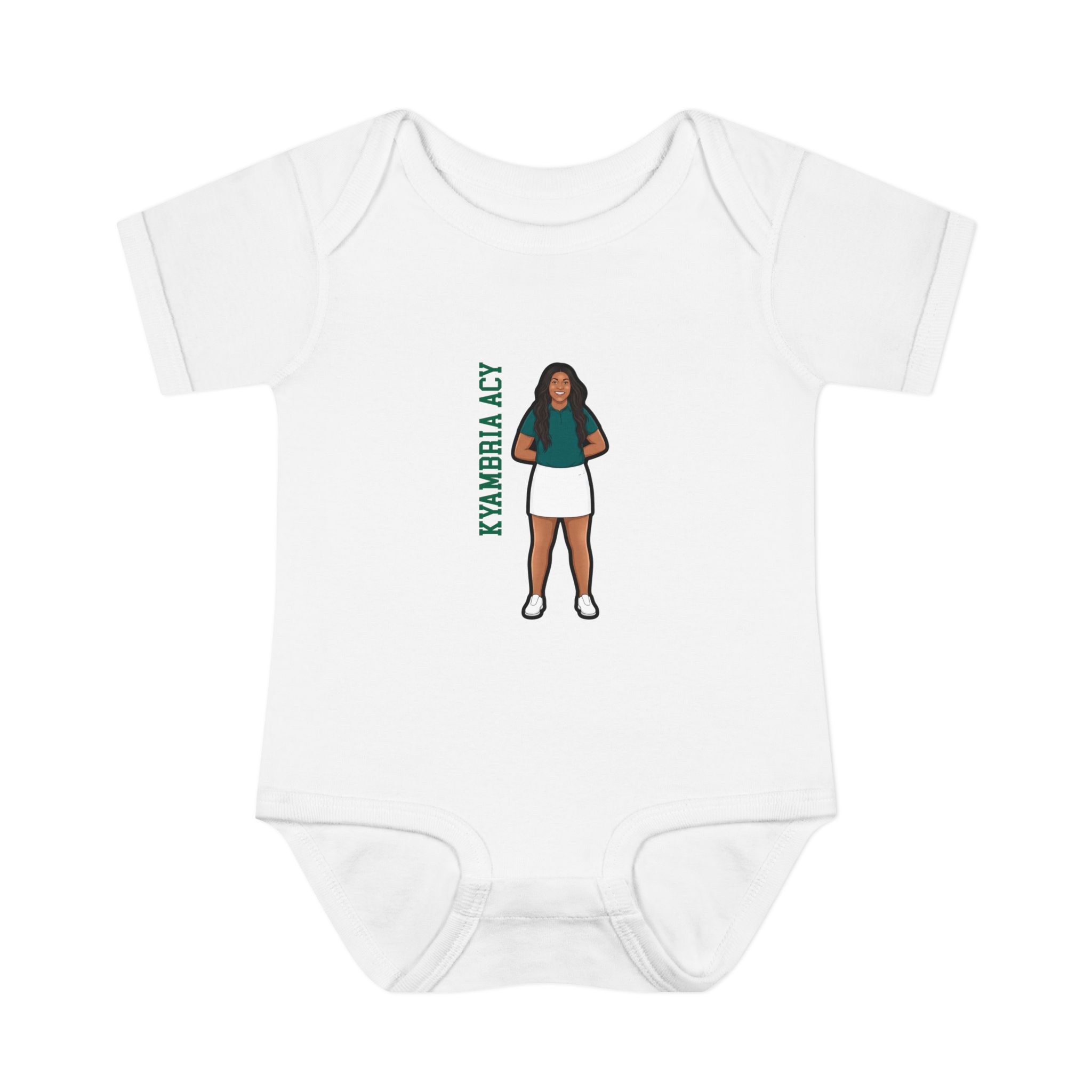 Baby Onesie — character_name_vertical in White