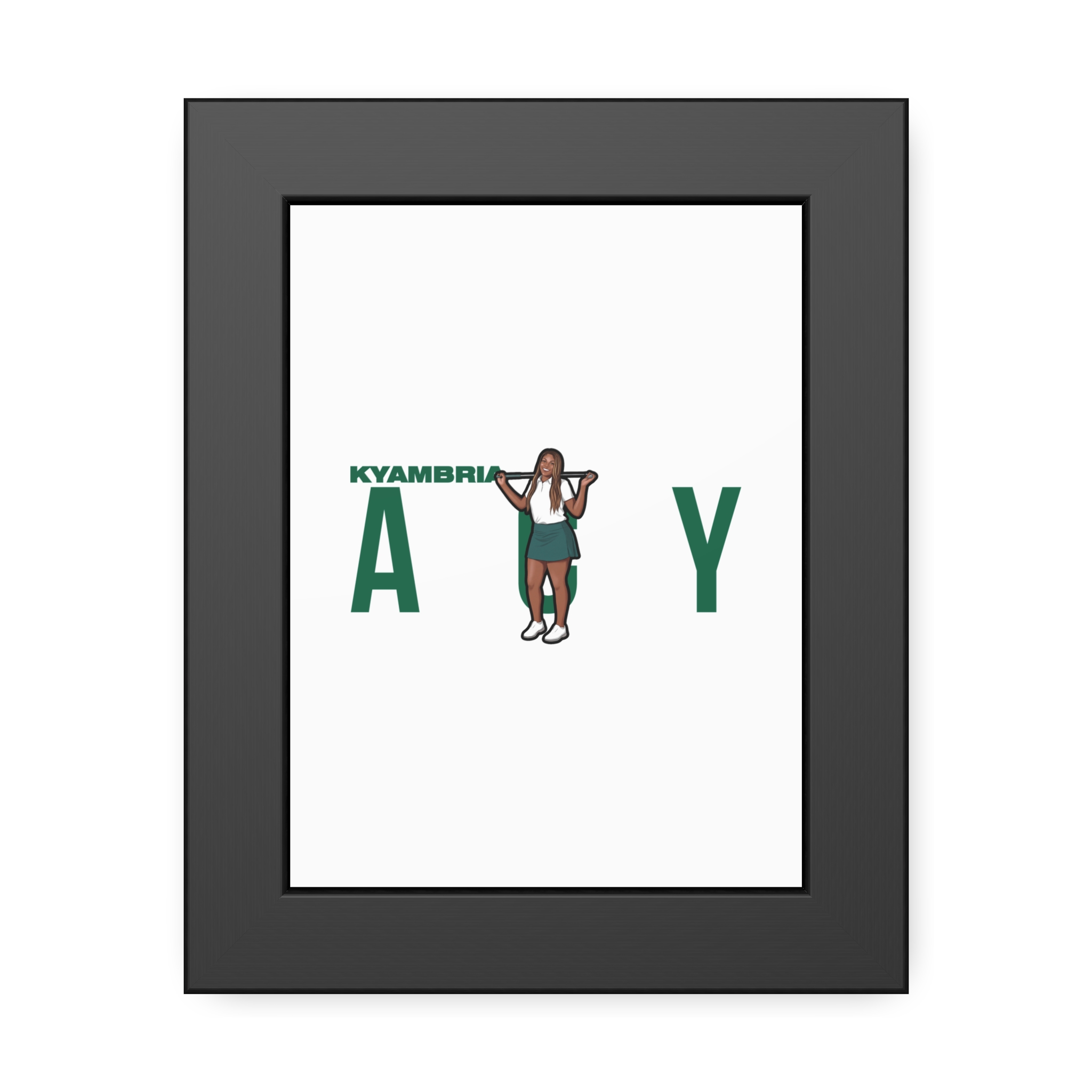 Framed Poster — character_player_name in Black
