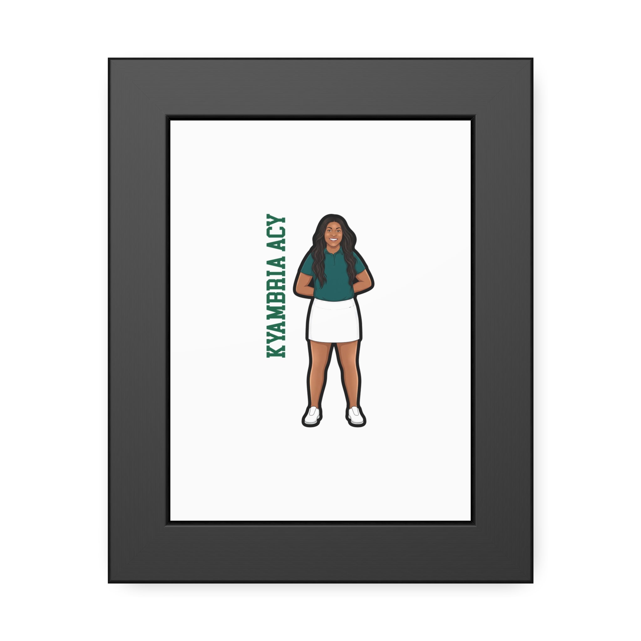 Framed Poster — character_name_vertical in Black
