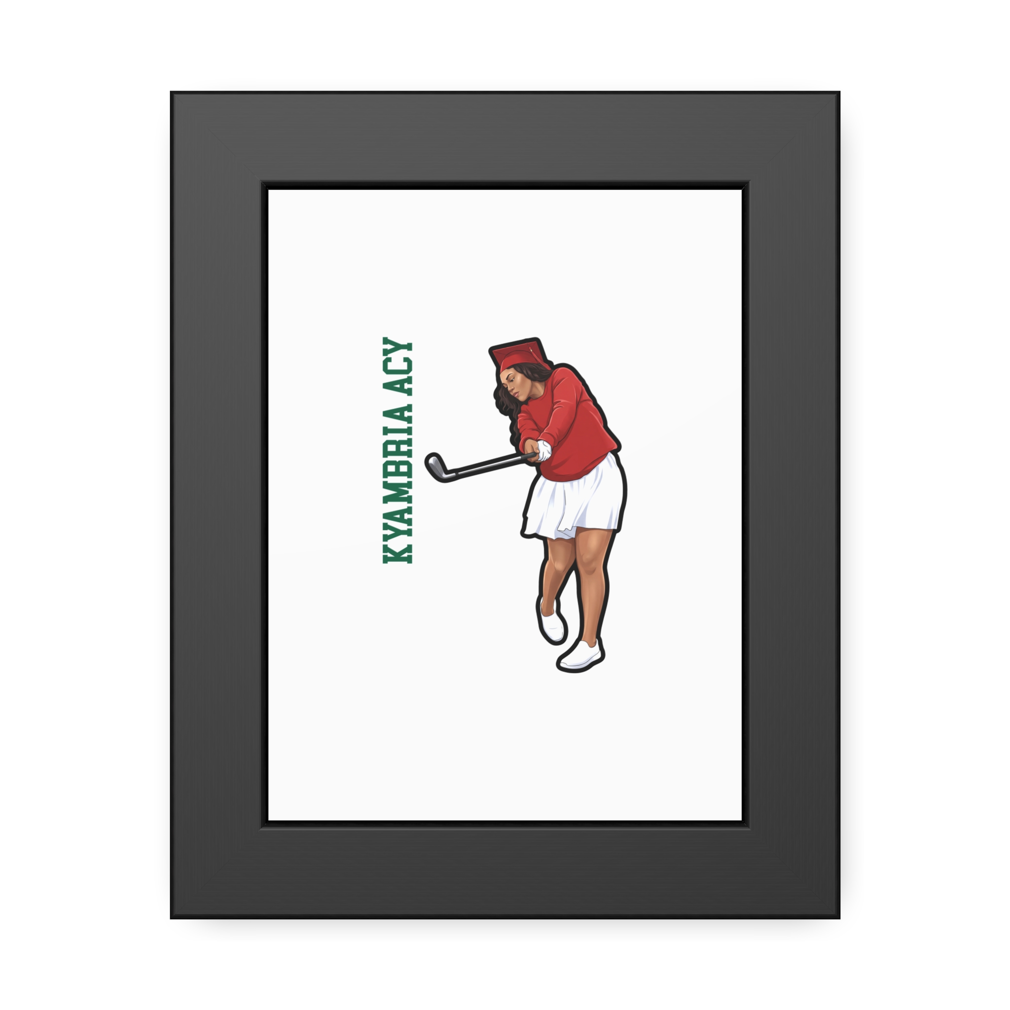 Framed Poster — character_name_vertical in Black