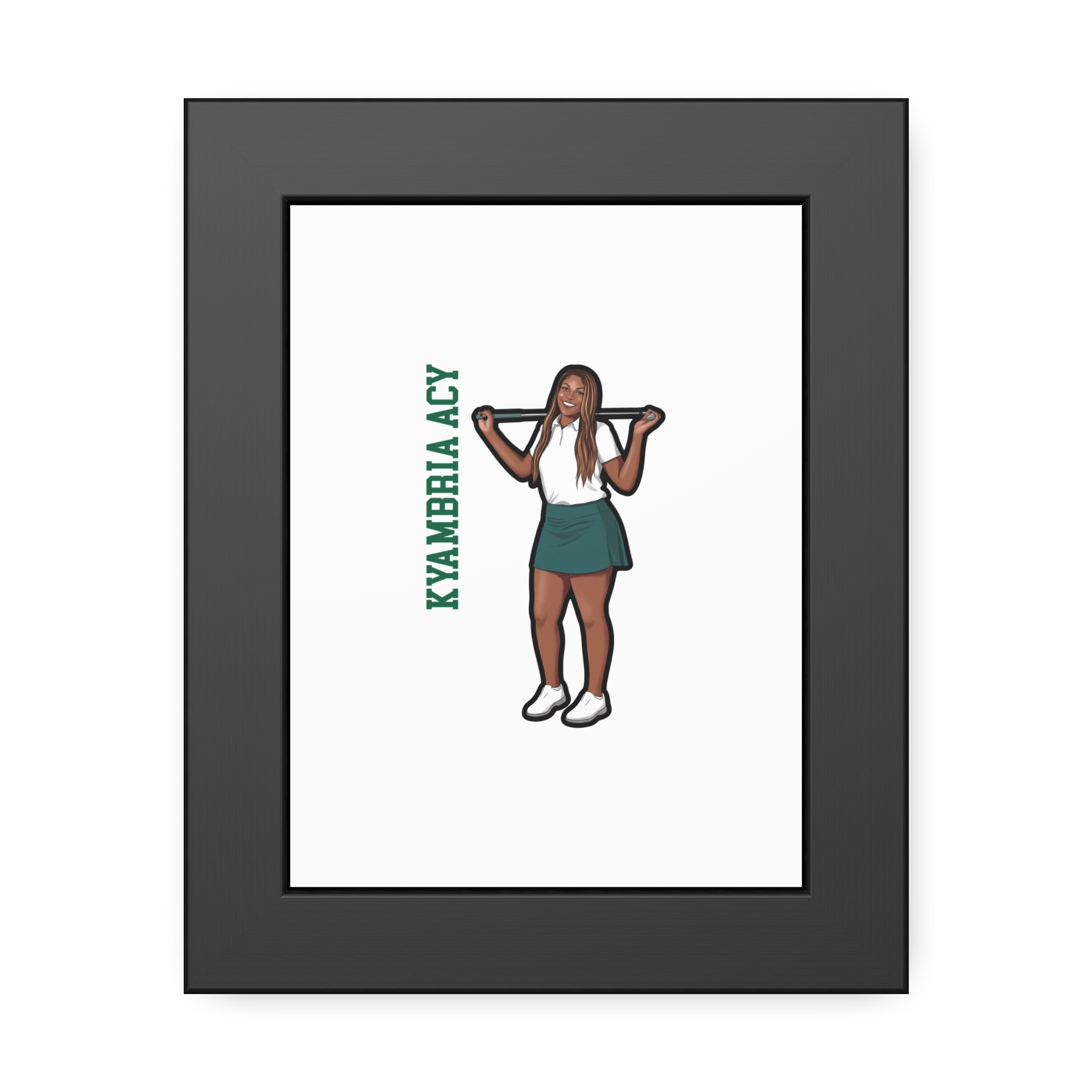 Framed Poster — character_name_vertical in Black