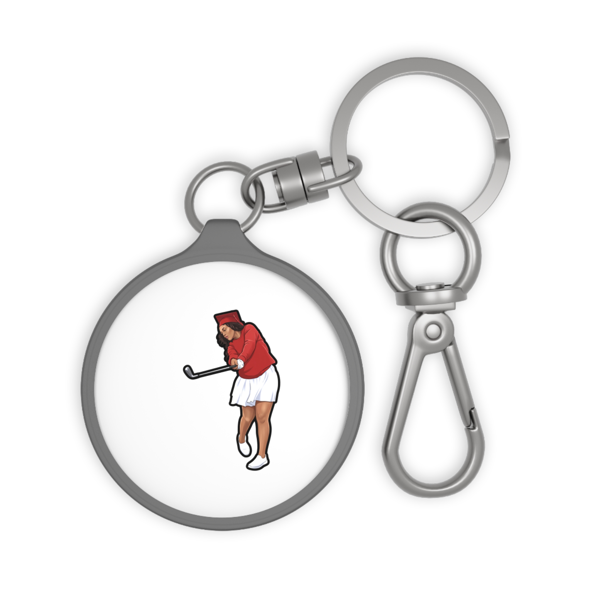 Keychain — character_name_vertical in Grey