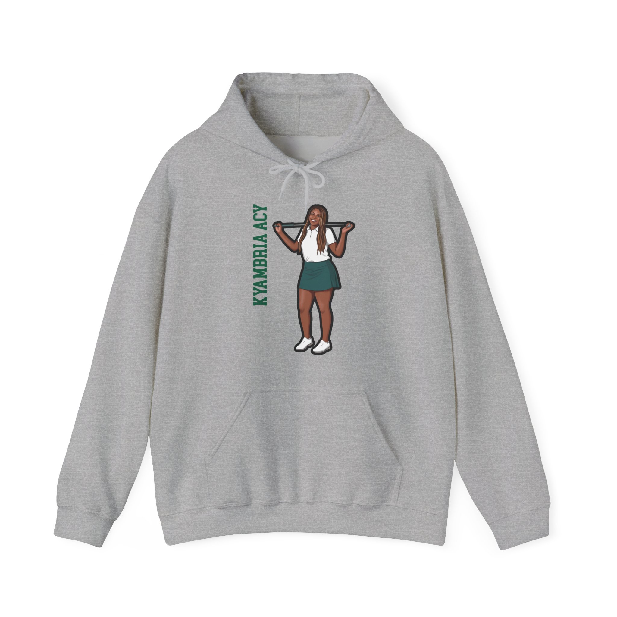 Hoodie — character_name_vertical in Grey