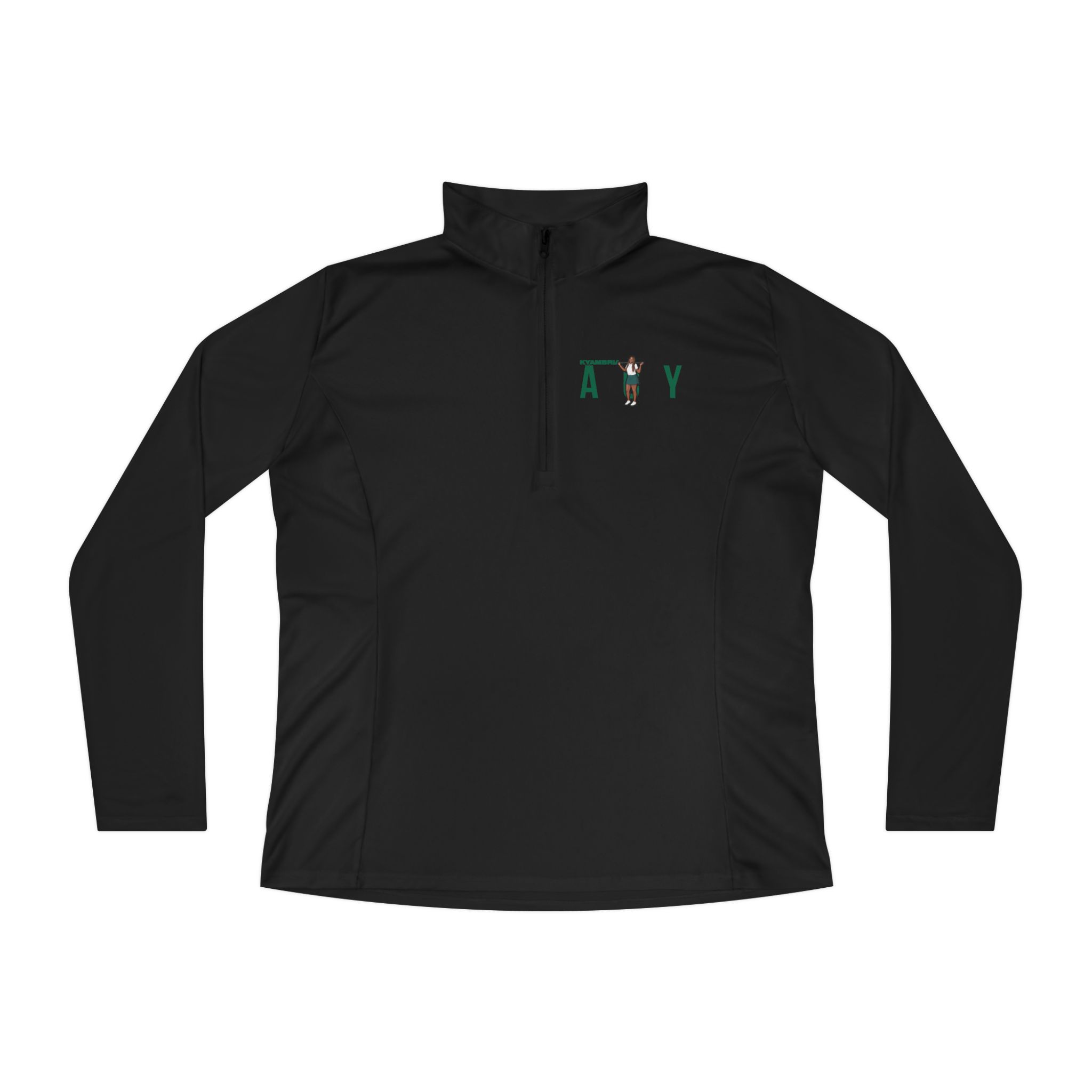 Women's Q-Zip Pullover — character_player_name in Black