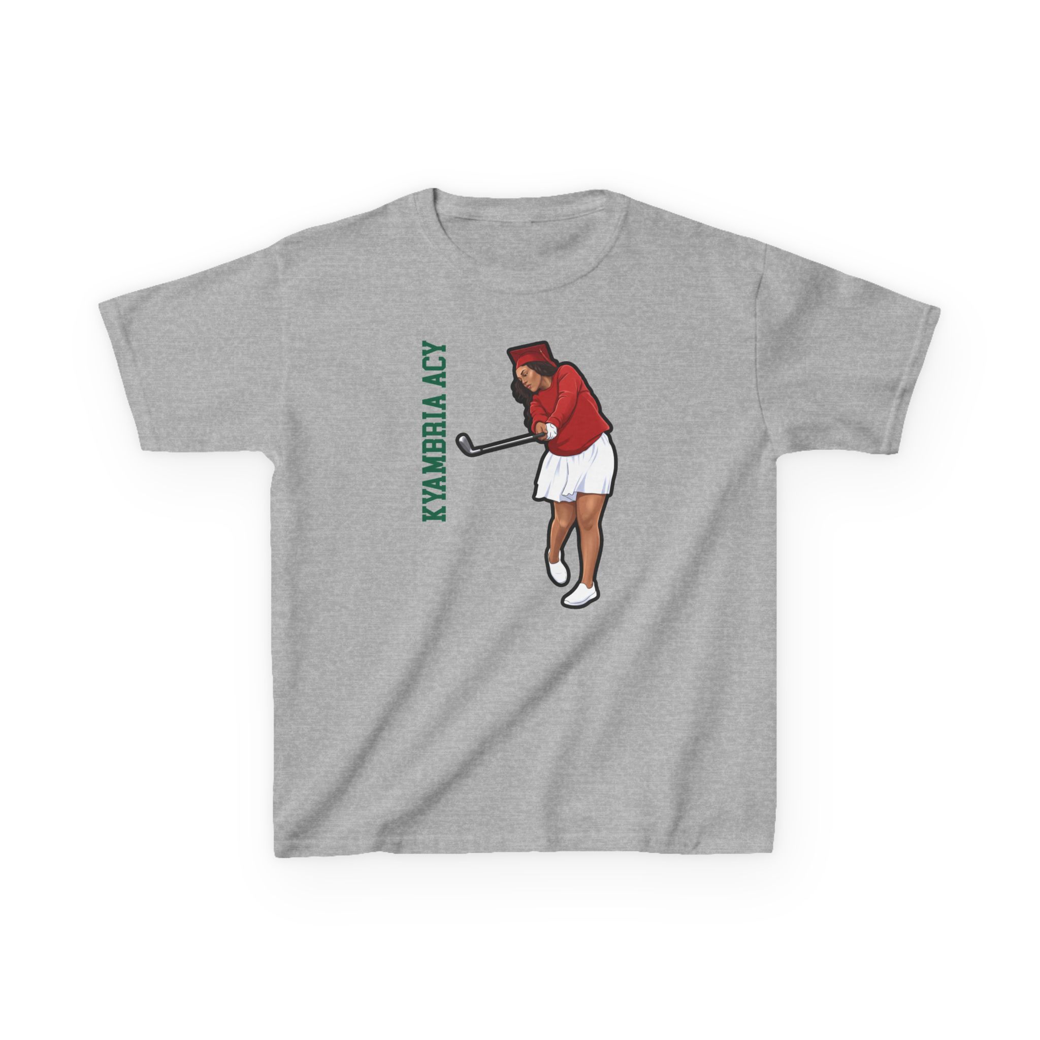 Youth Tee — character_name_vertical in Grey