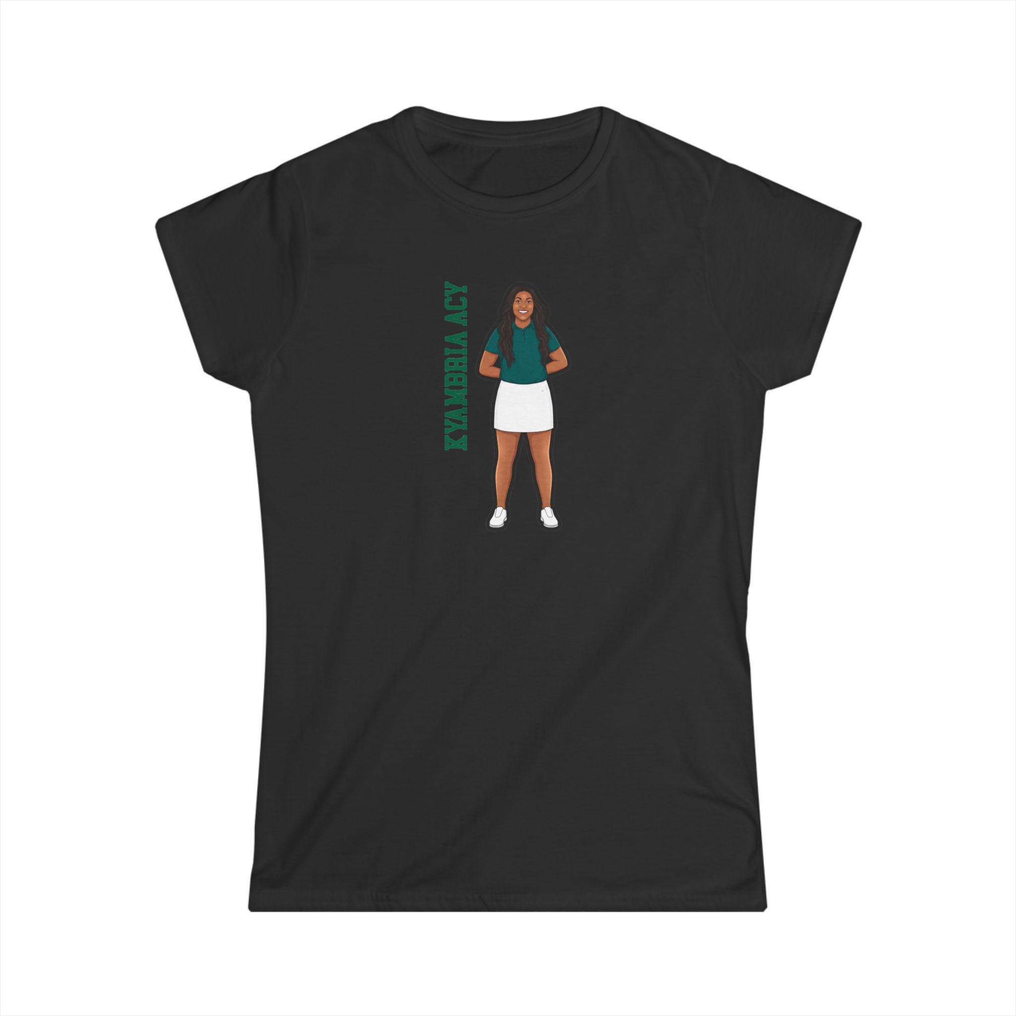 Women's Softstyle Tee — character_name_vertical in Black