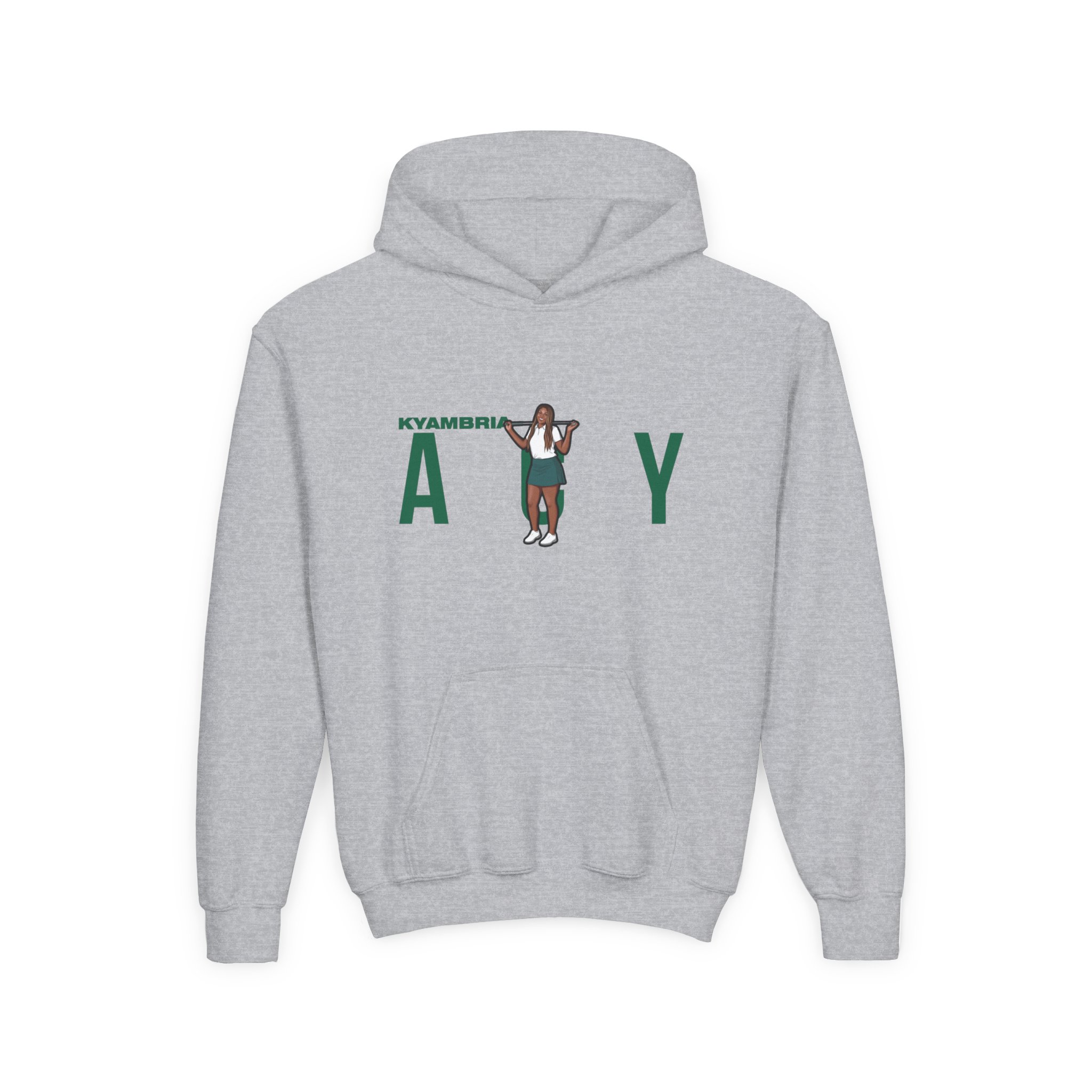 Youth Hoodie — character_player_name in Grey