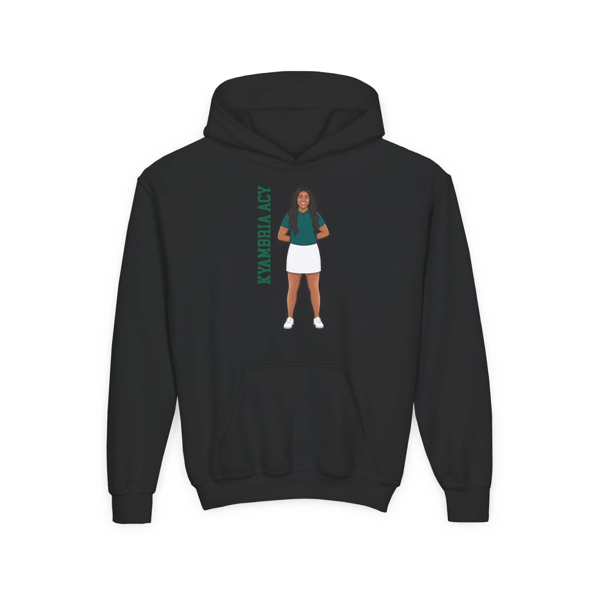 Youth Hoodie — character_name_vertical in Black
