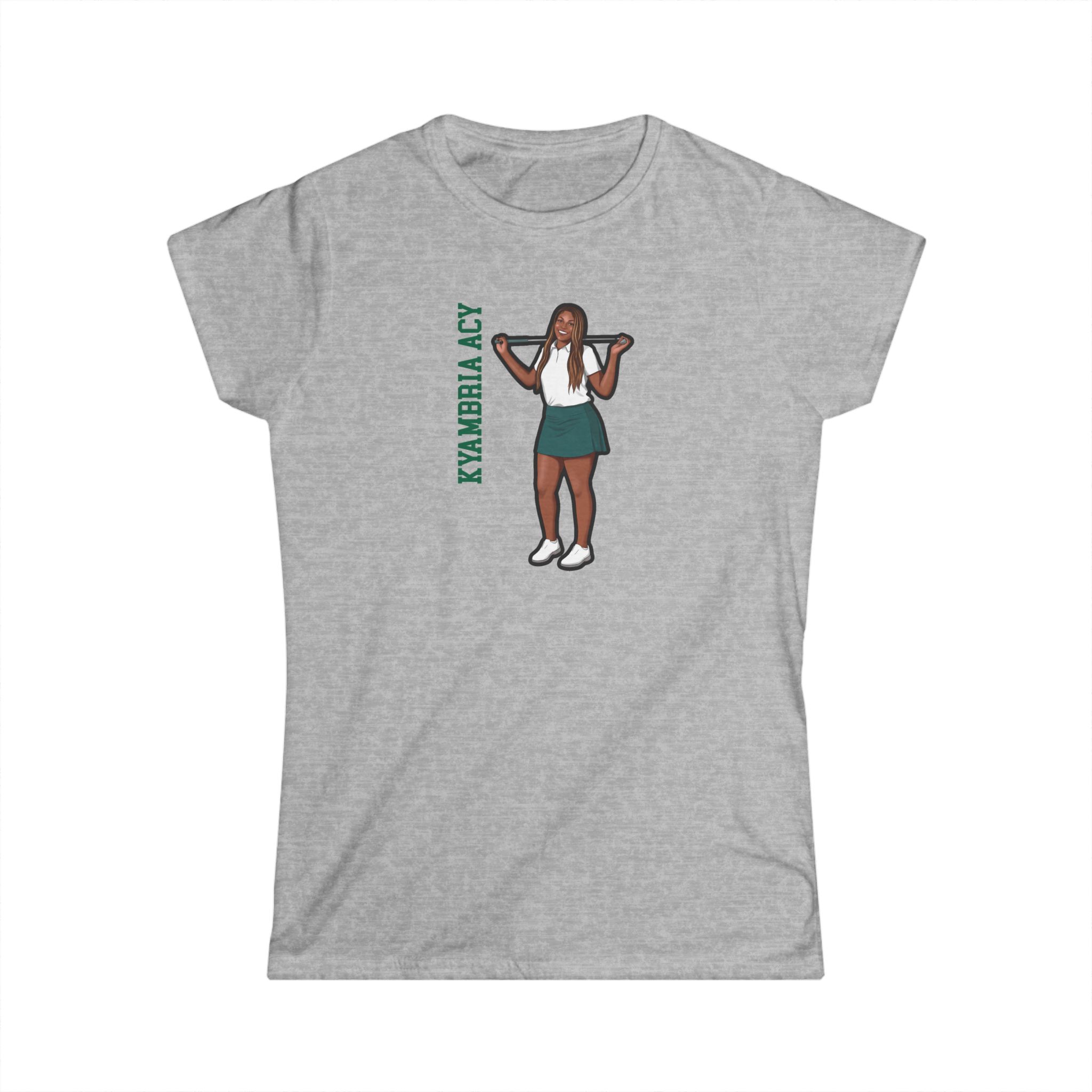 Women's Softstyle Tee — character_name_vertical in Grey