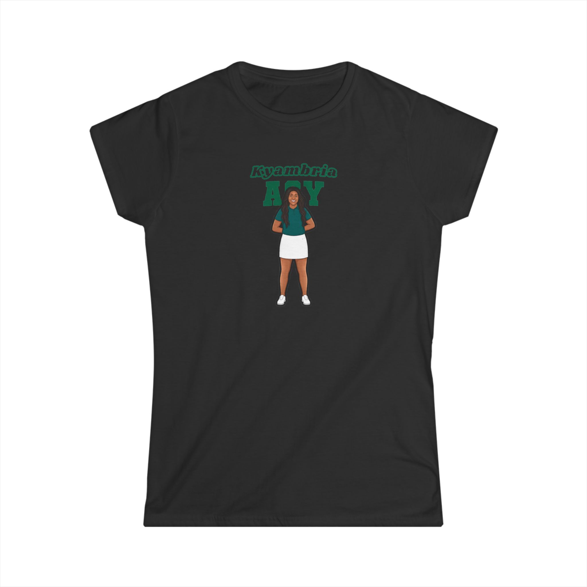 Women's Softstyle Tee — character_name_arch in Black