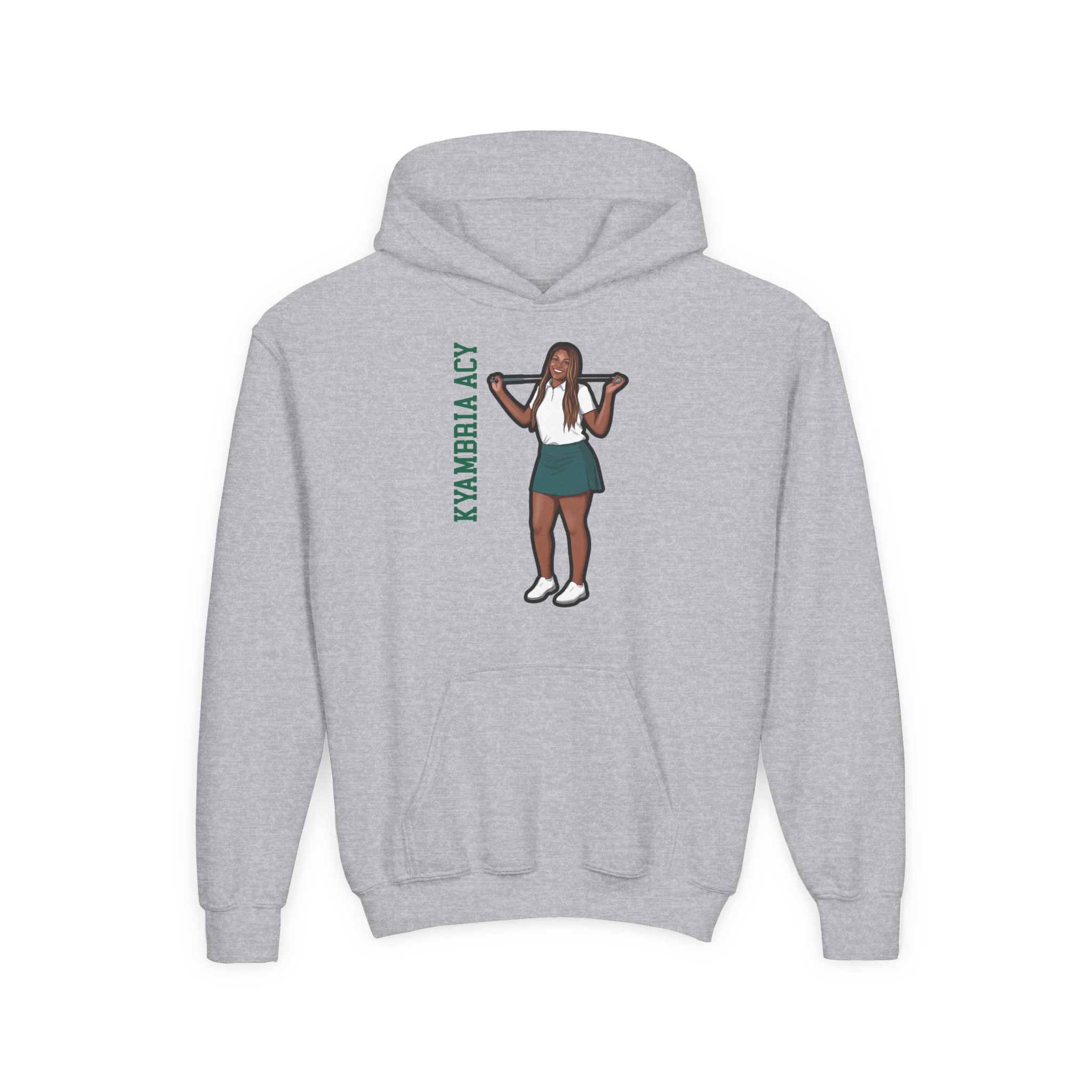 Youth Hoodie — character_name_vertical in Grey