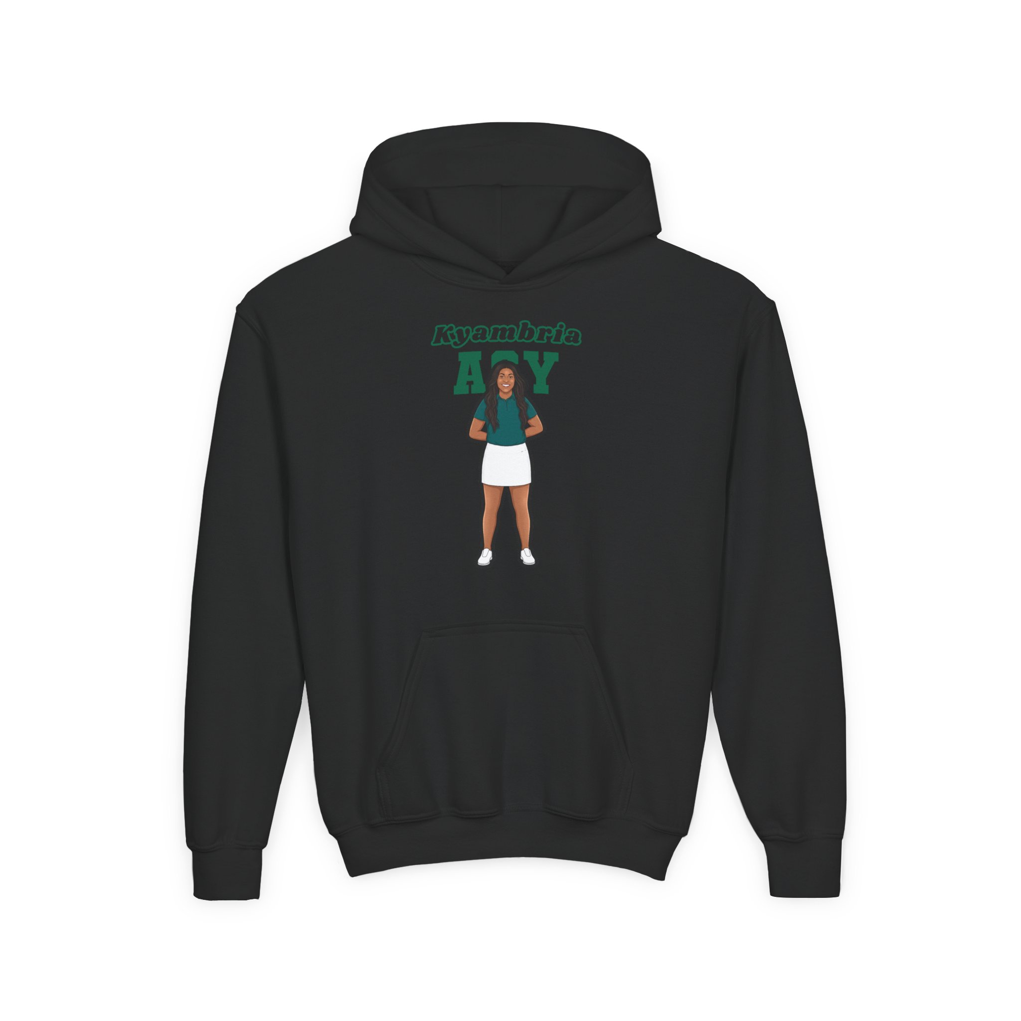 Youth Hoodie — character_name_arch in Black