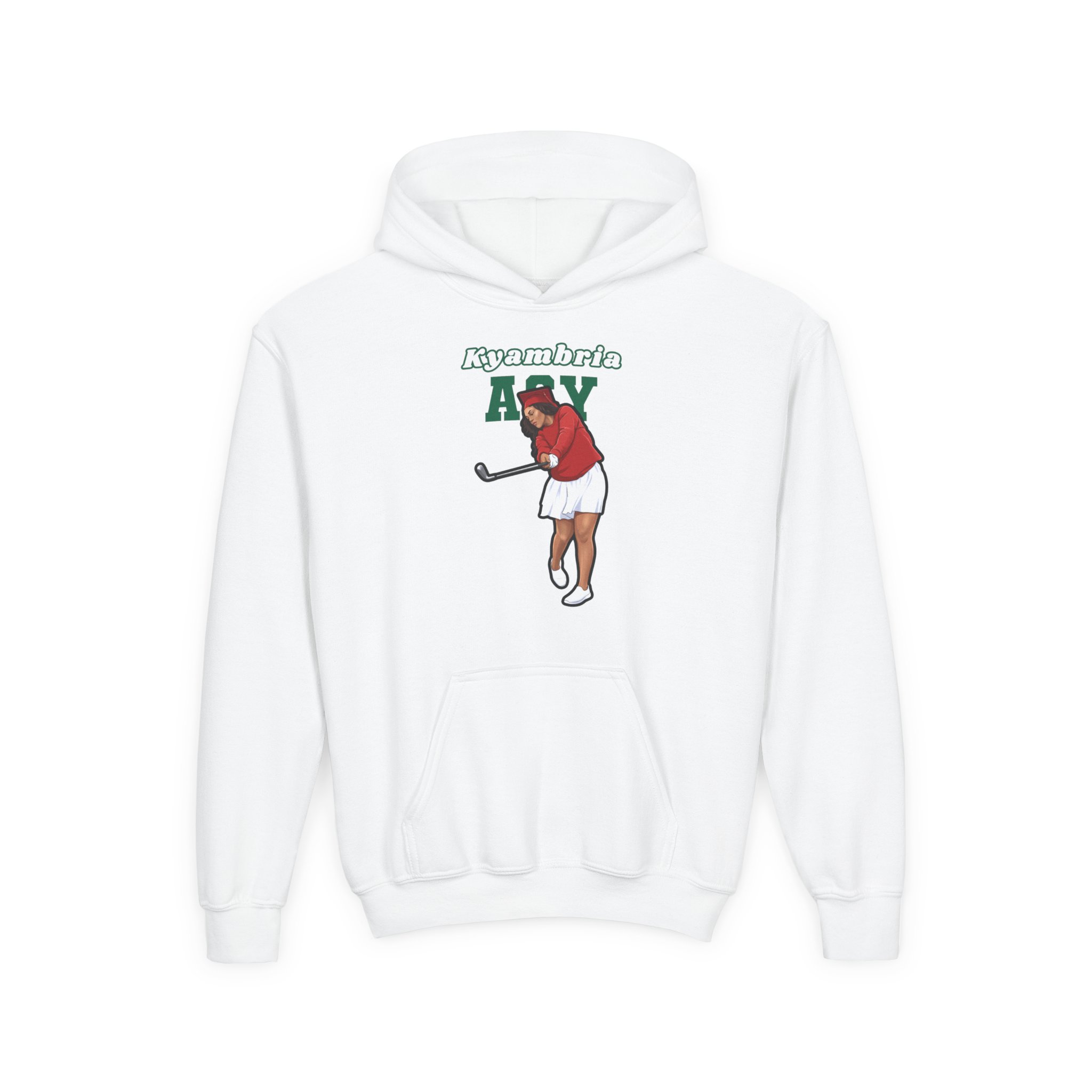 Youth Hoodie — character_name_arch in White