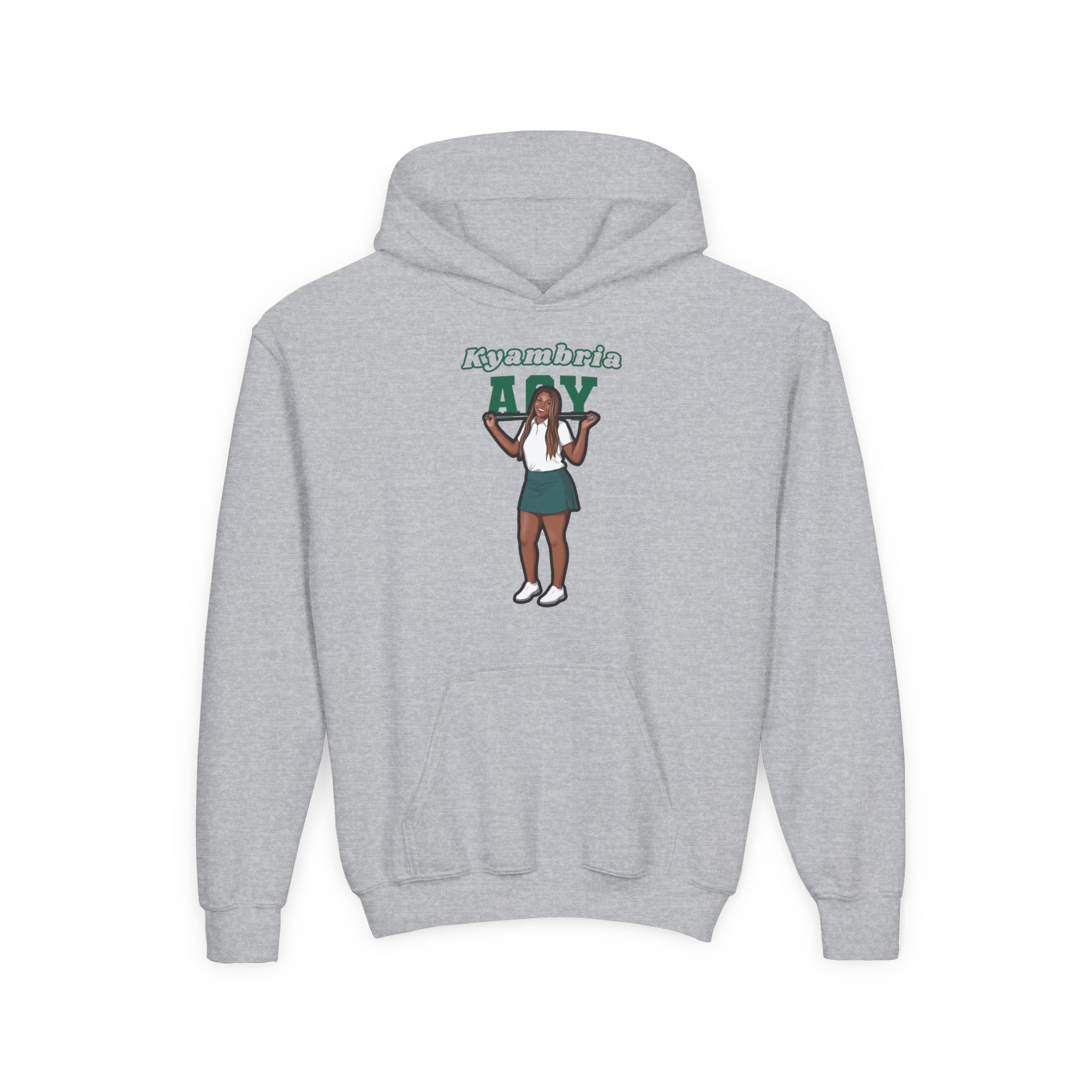 Youth Hoodie — character_name_arch in Grey