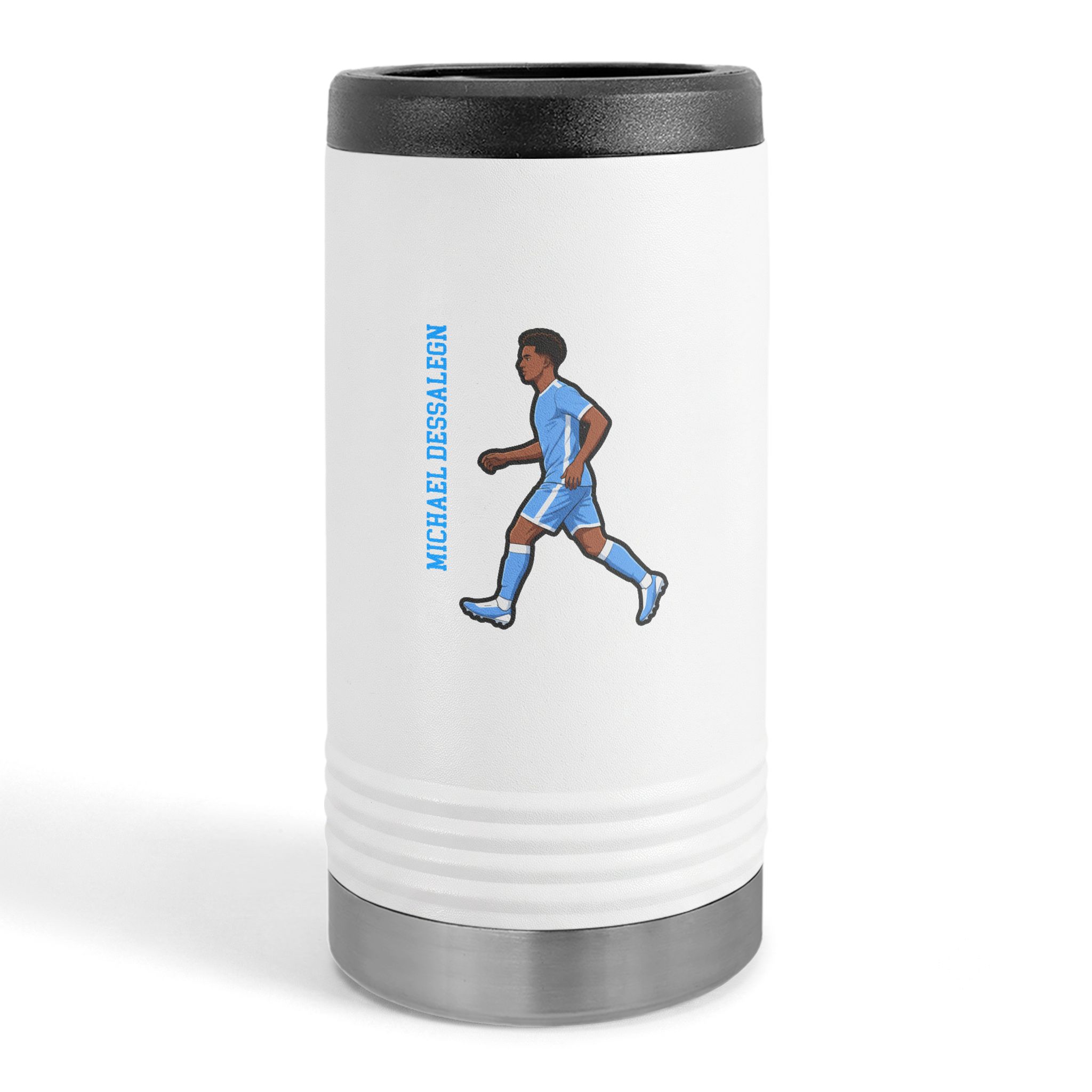 Slim Stainless Can Cooler — character_name_vertical in White