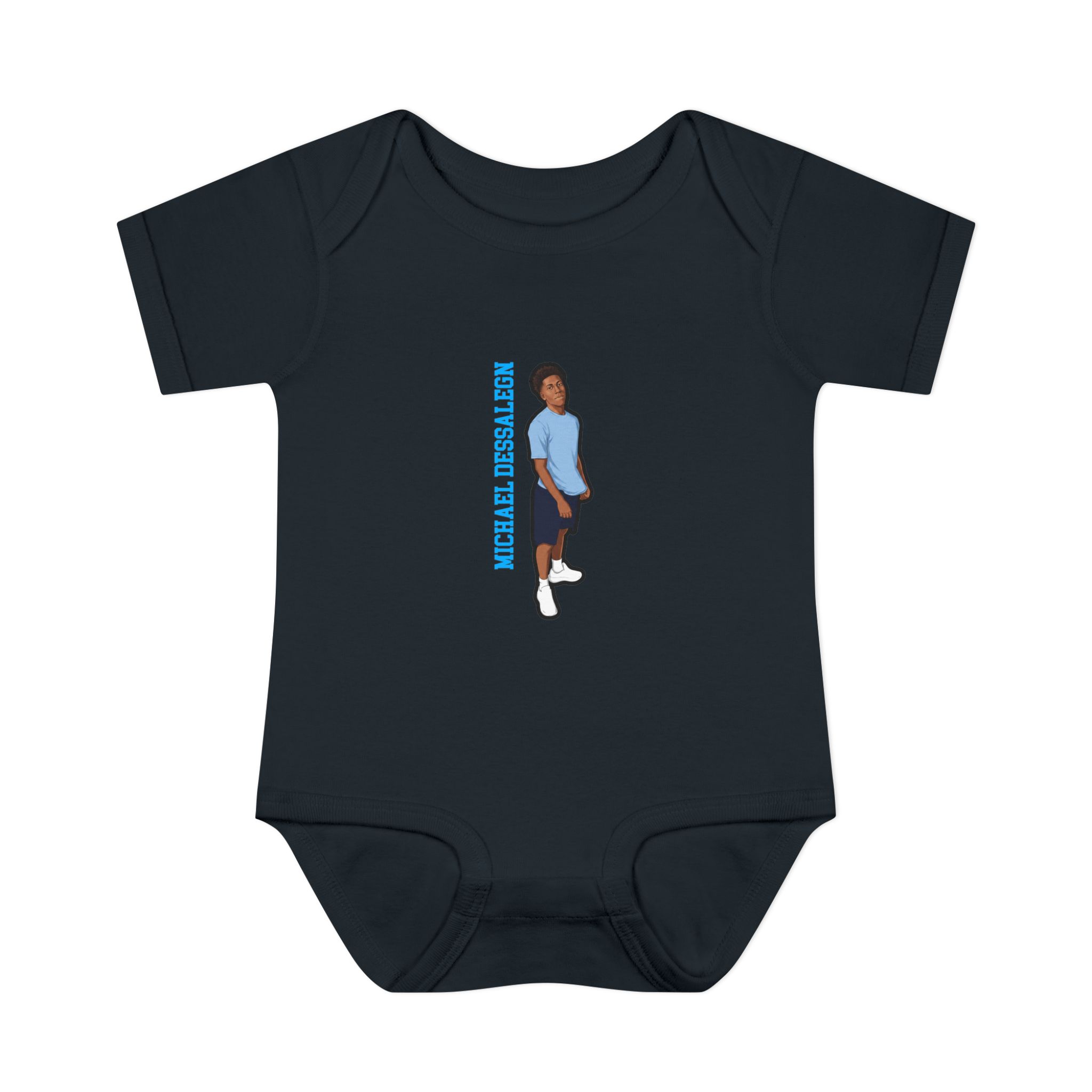 Baby Onesie — character_name_vertical in Black