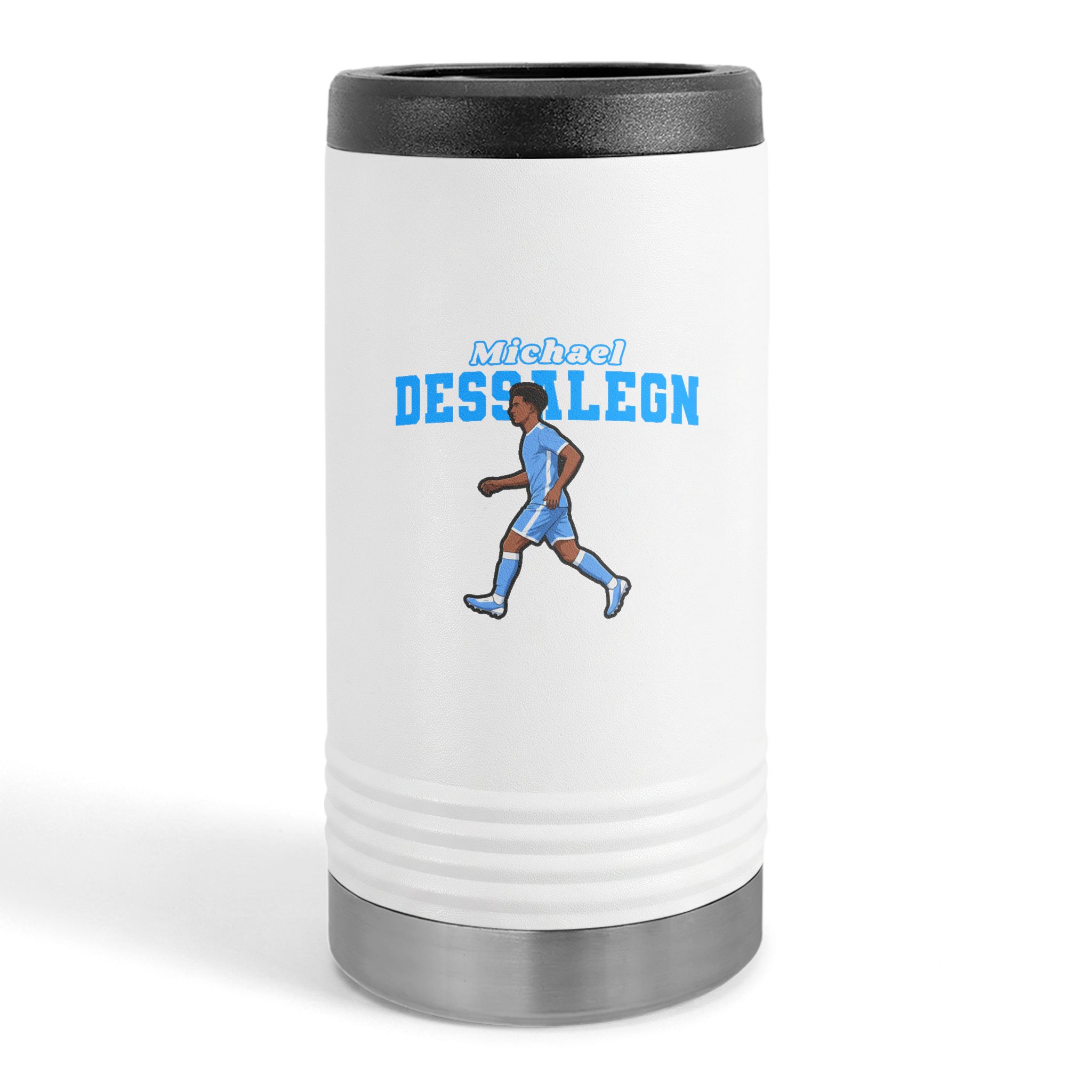 Slim Stainless Can Cooler — character_name_arch in White