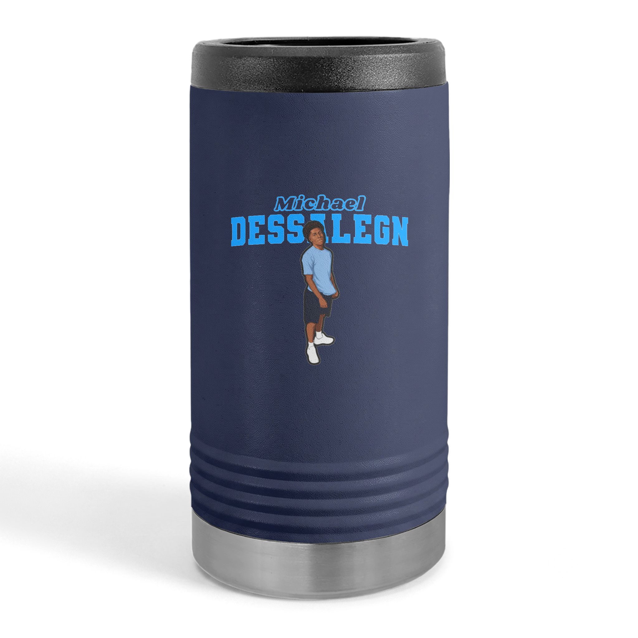 Slim Stainless Can Cooler — character_name_arch in Navy