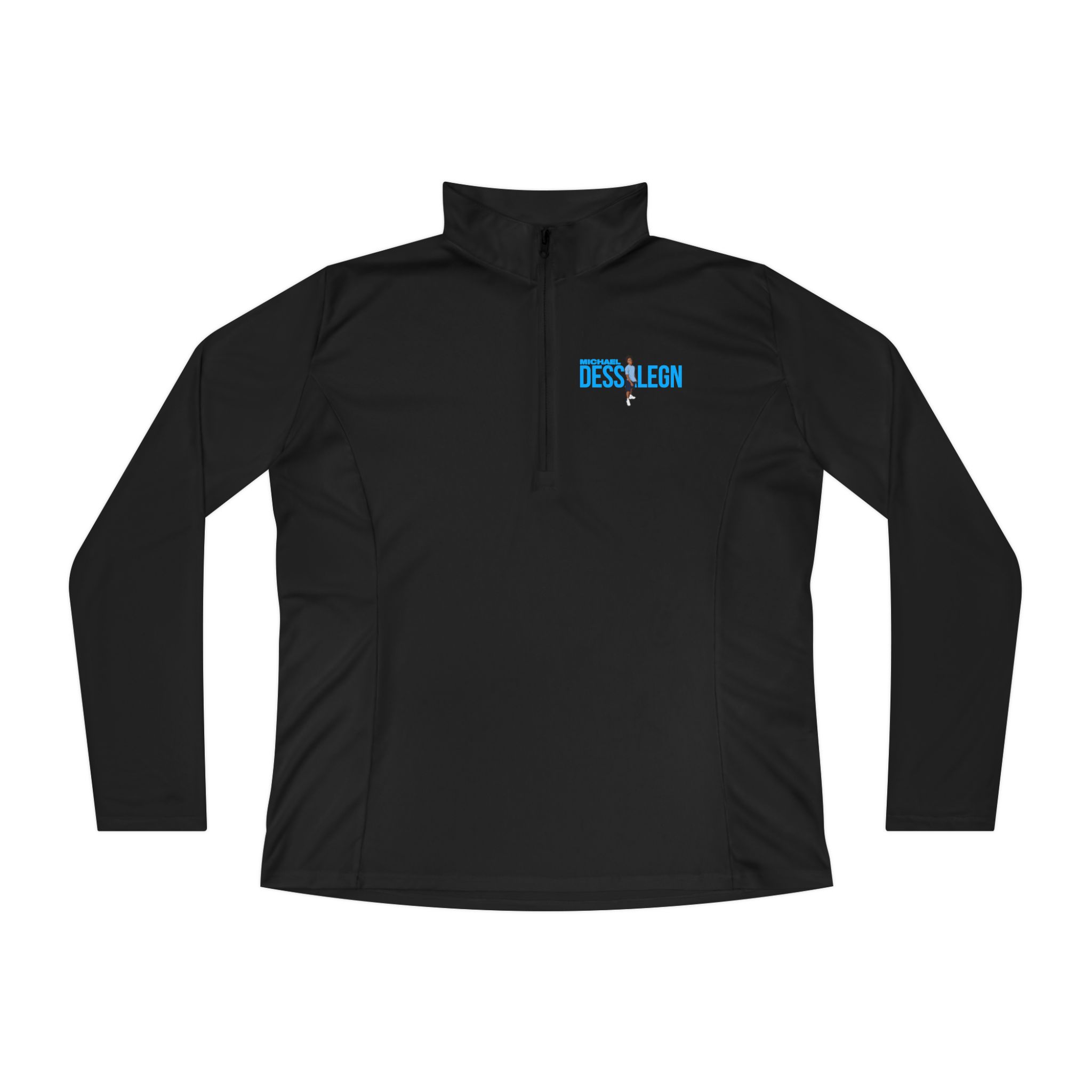 Women's Q-Zip Pullover — character_player_name in Black