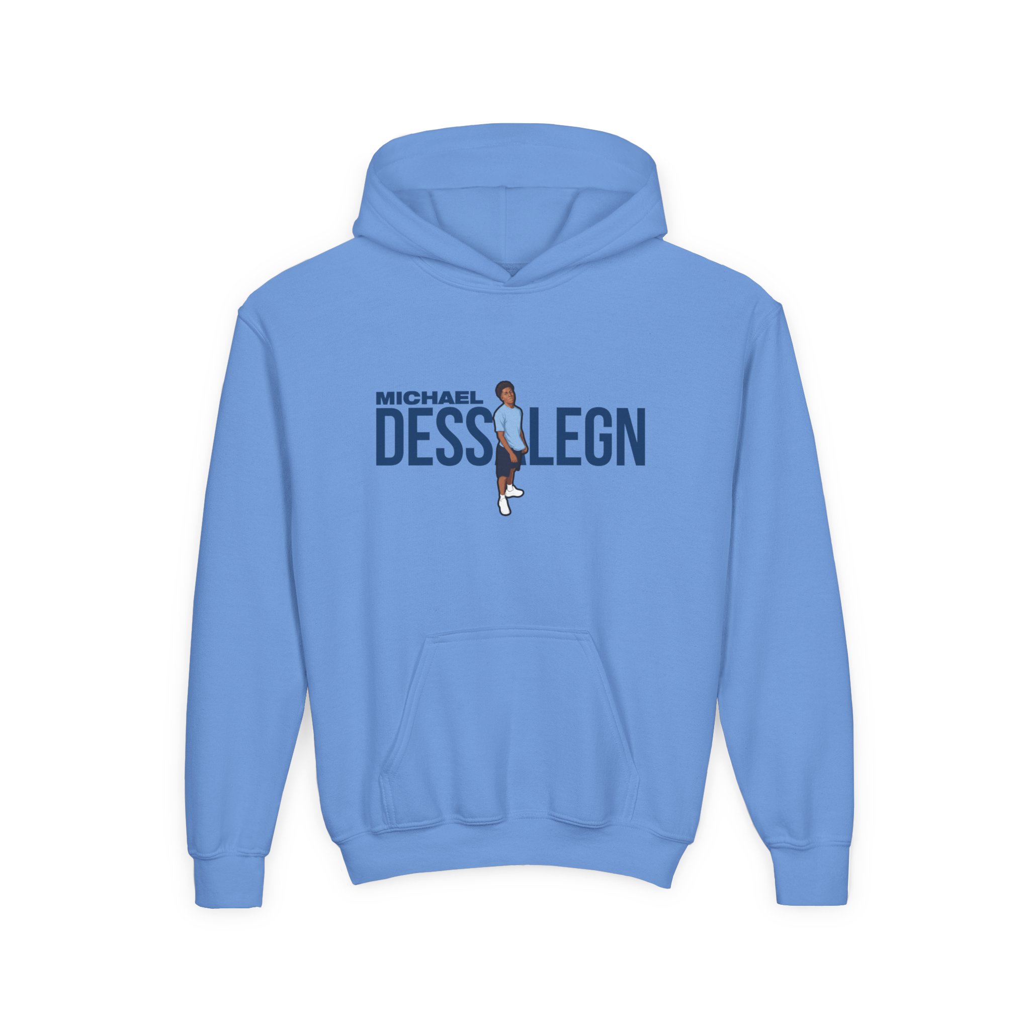 Youth Hoodie — character_player_name in Blue