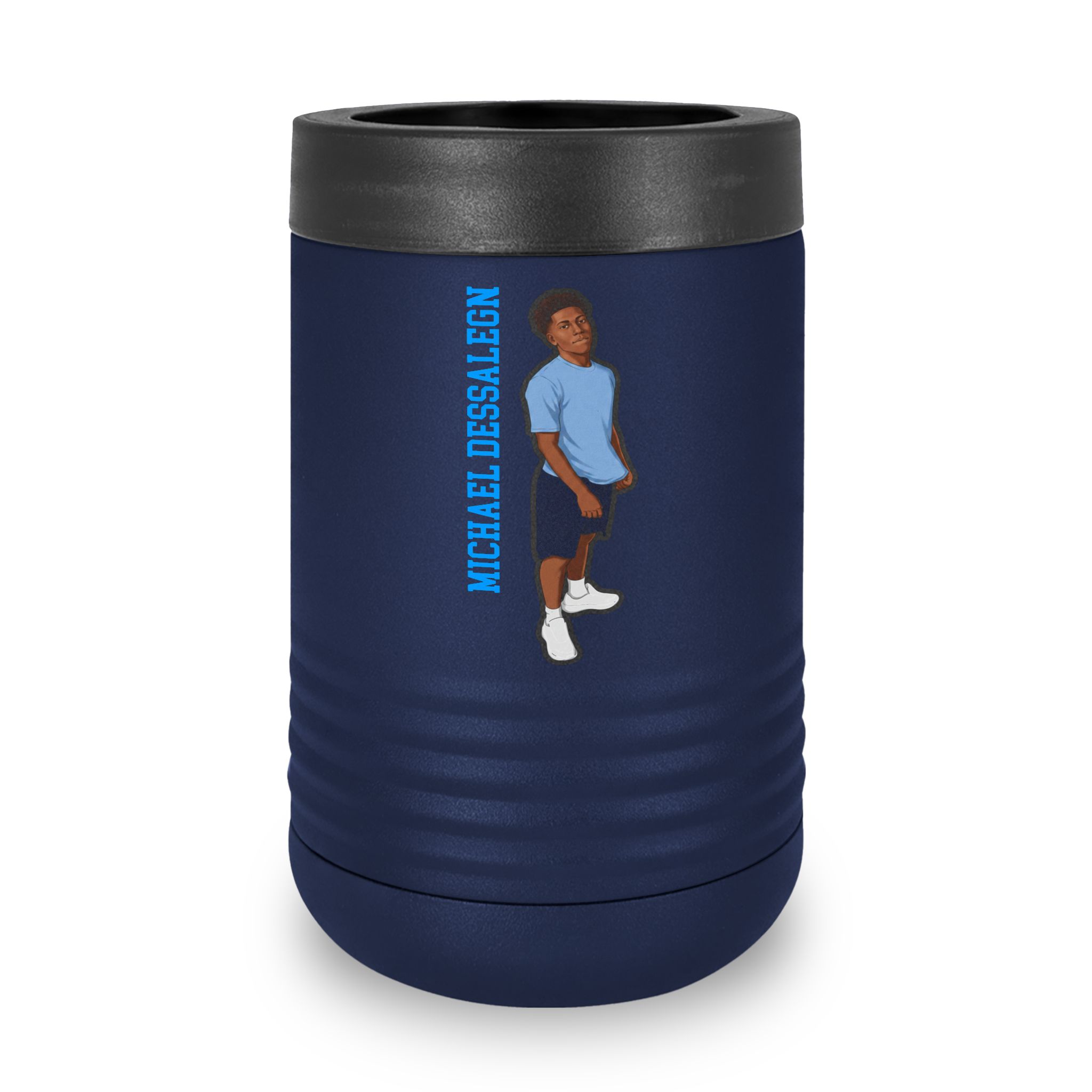 Stainless Can Cooler — character_name_vertical in Navy