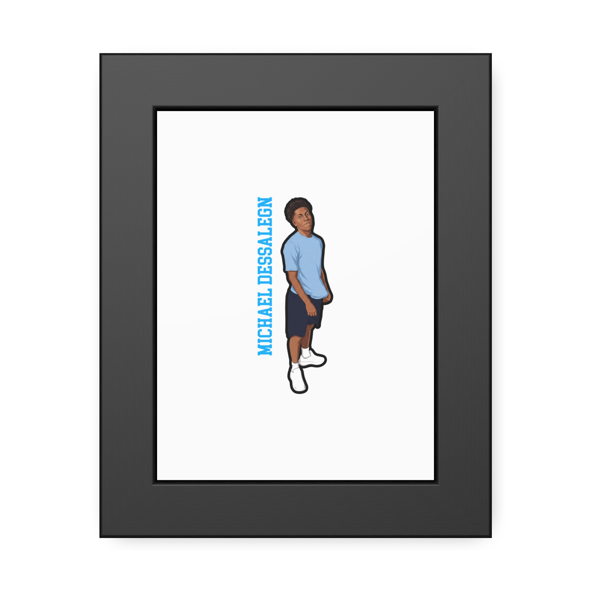 Framed Poster — character_name_vertical in Black