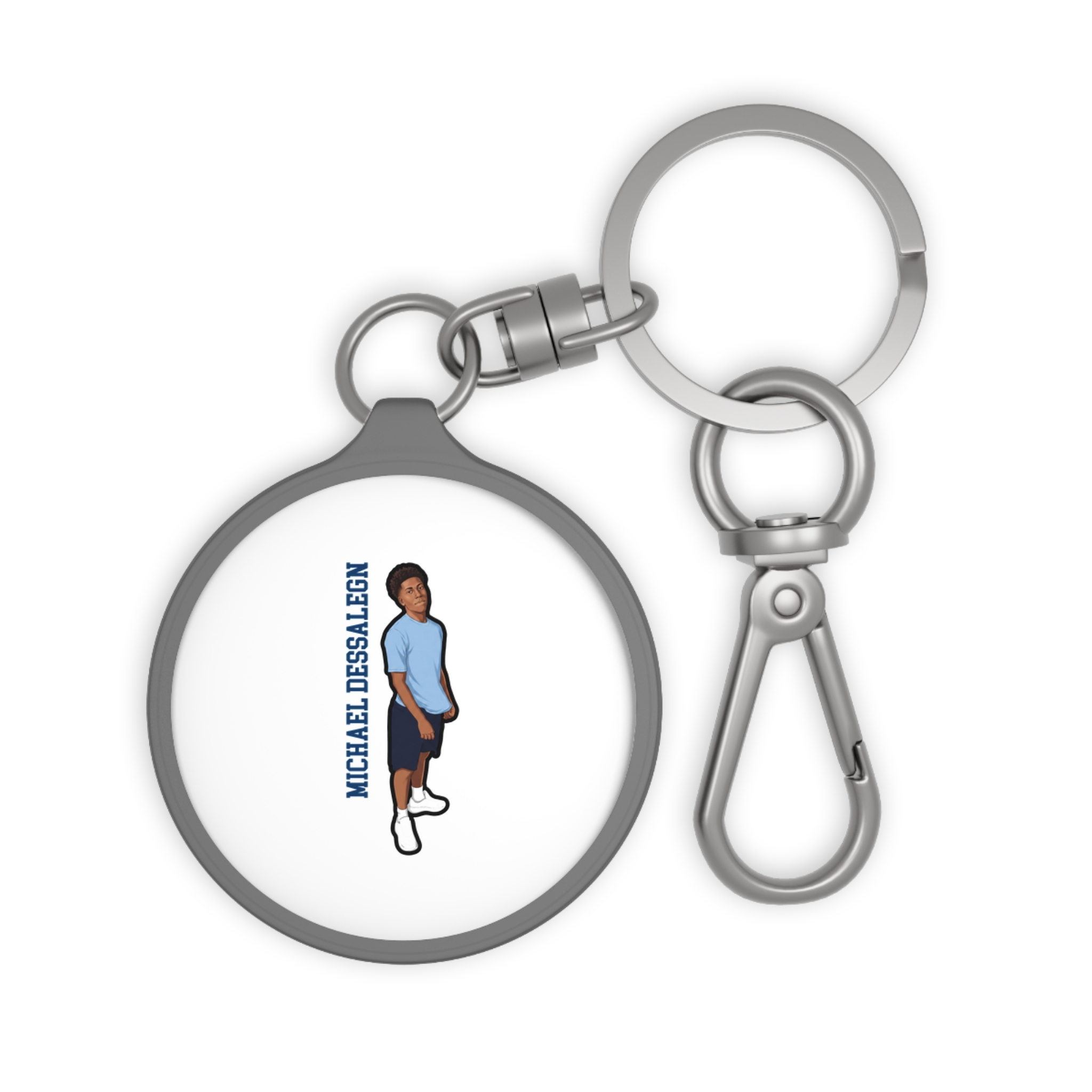 Keychain — character_name_vertical in Grey