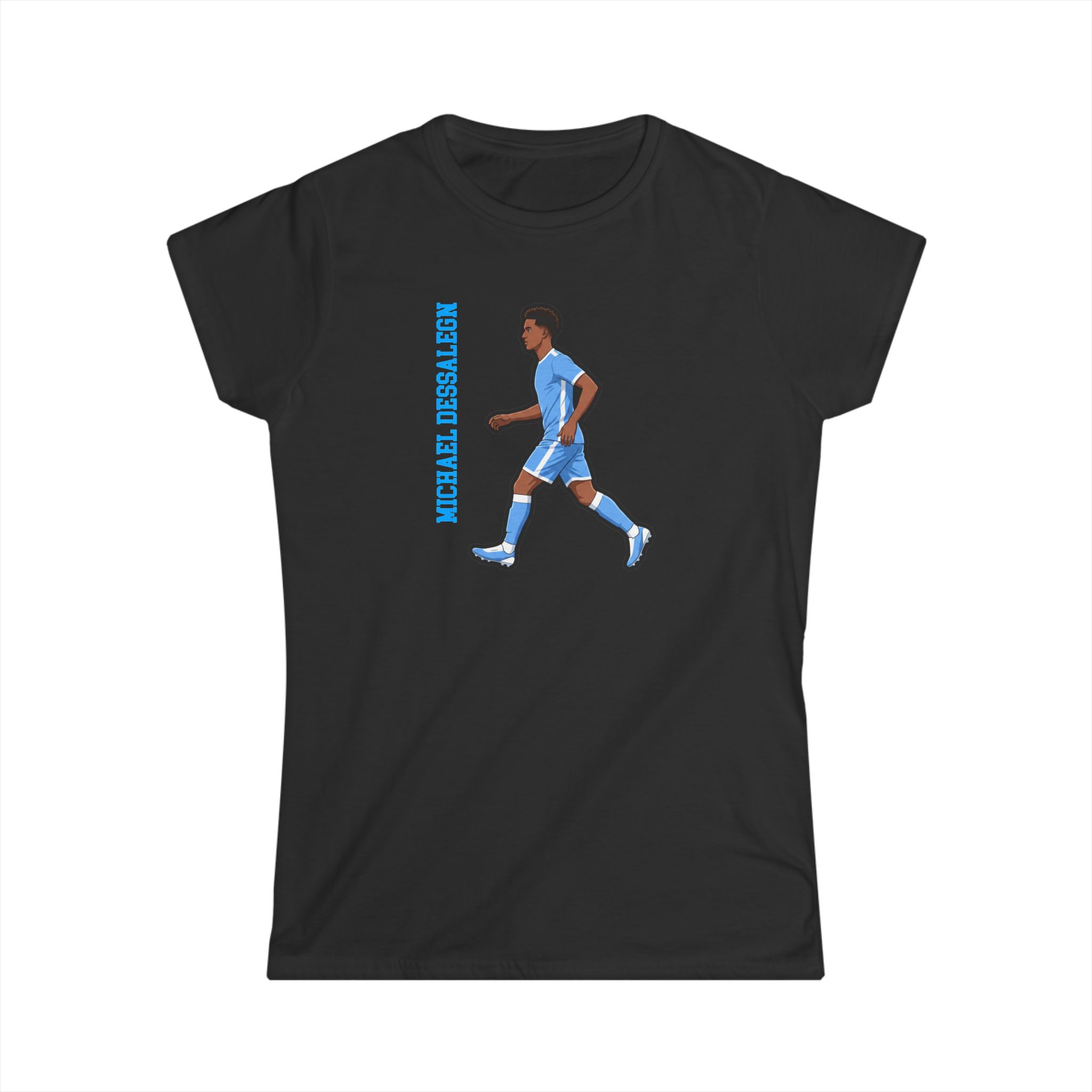 Women's Softstyle Tee — character_name_vertical in Black