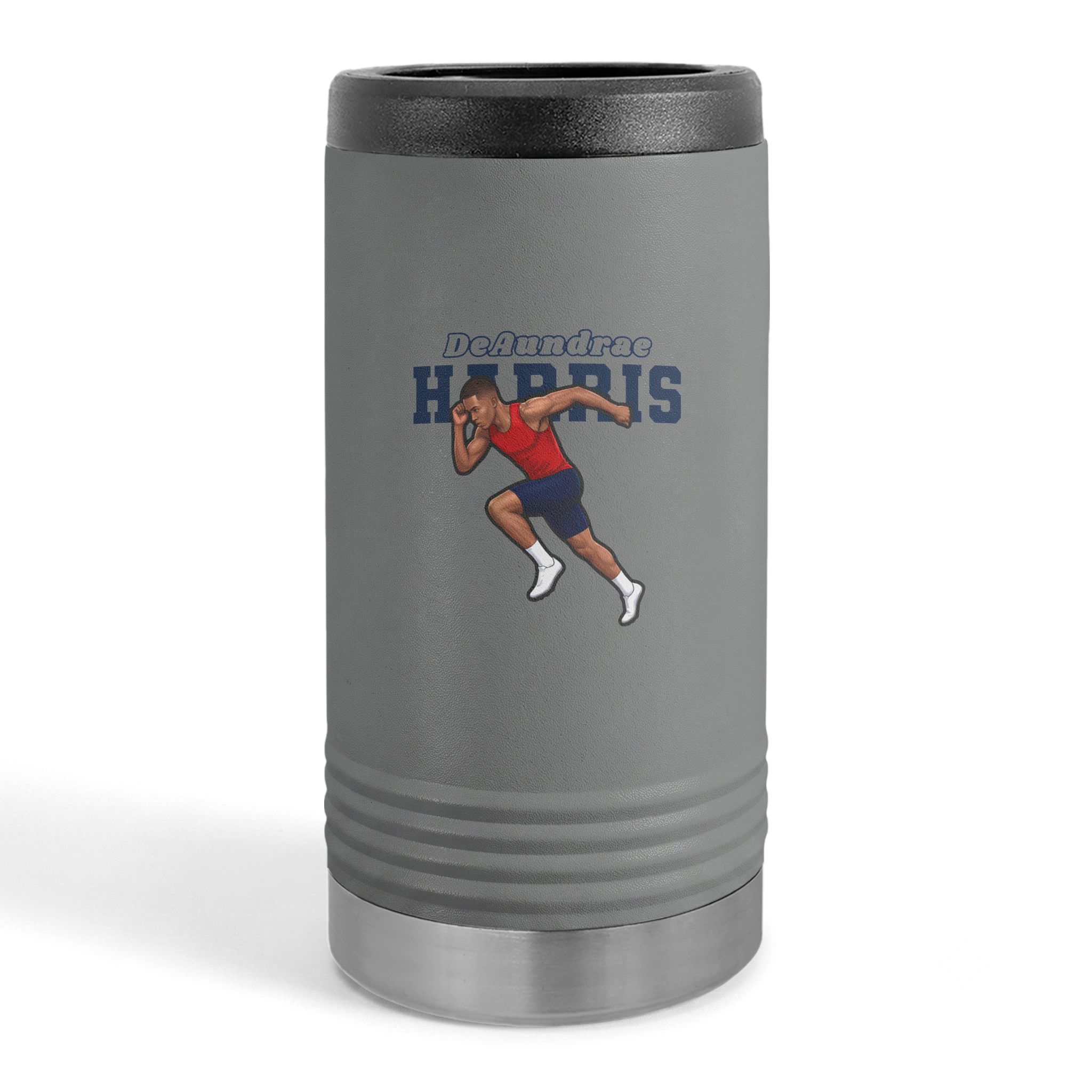 Slim Stainless Can Cooler — character_name_arch in Grey