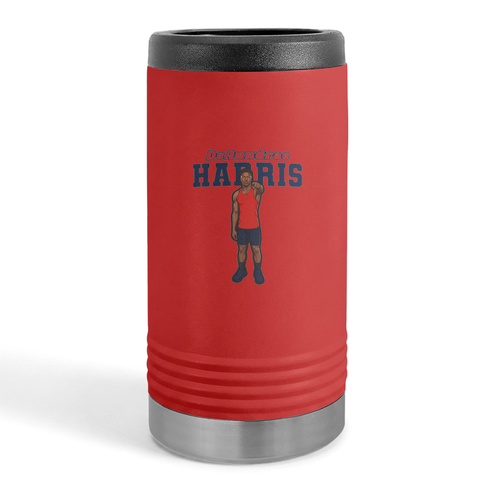 Slim Stainless Can Cooler — character_name_arch in Red