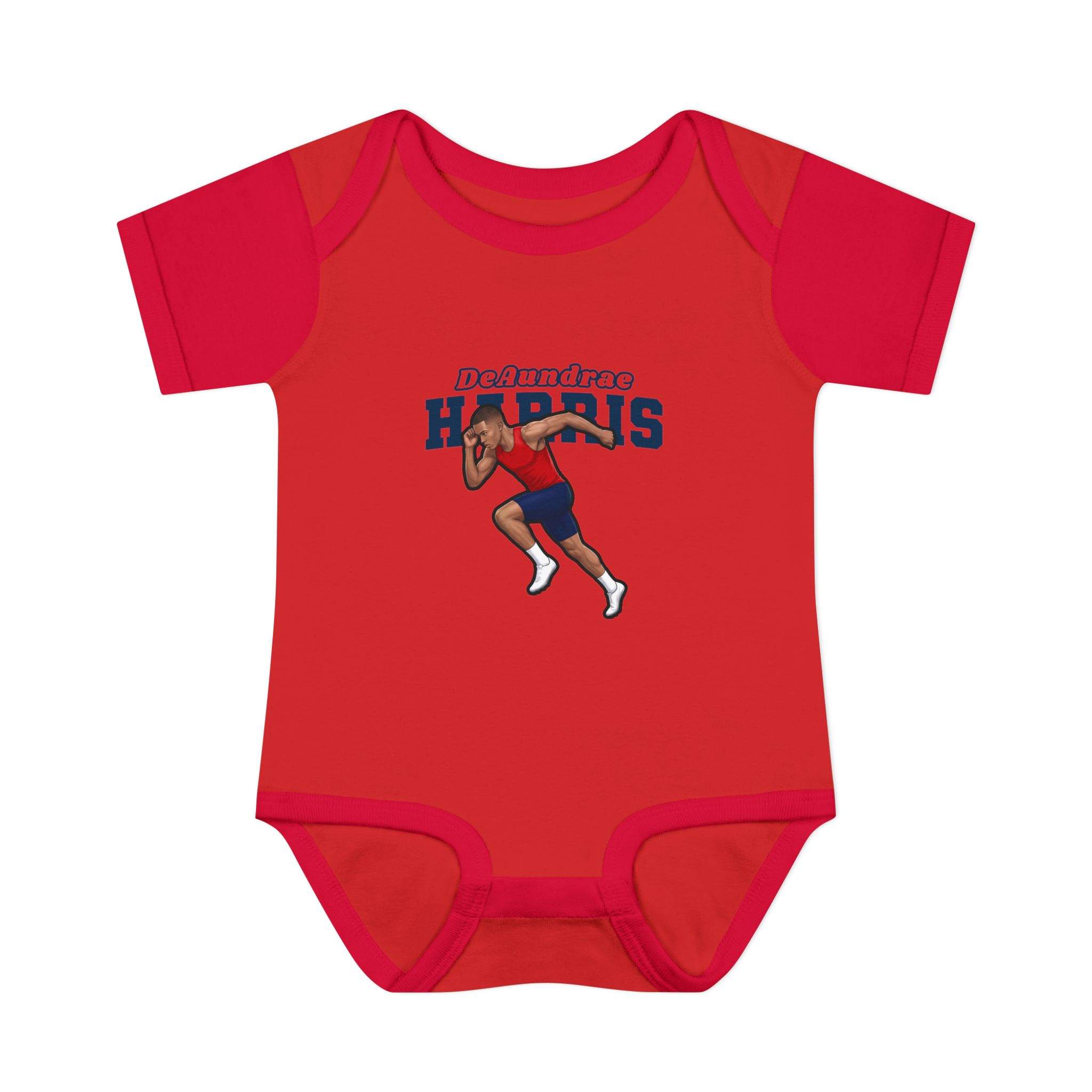 Baby Onesie — character_name_arch in Red