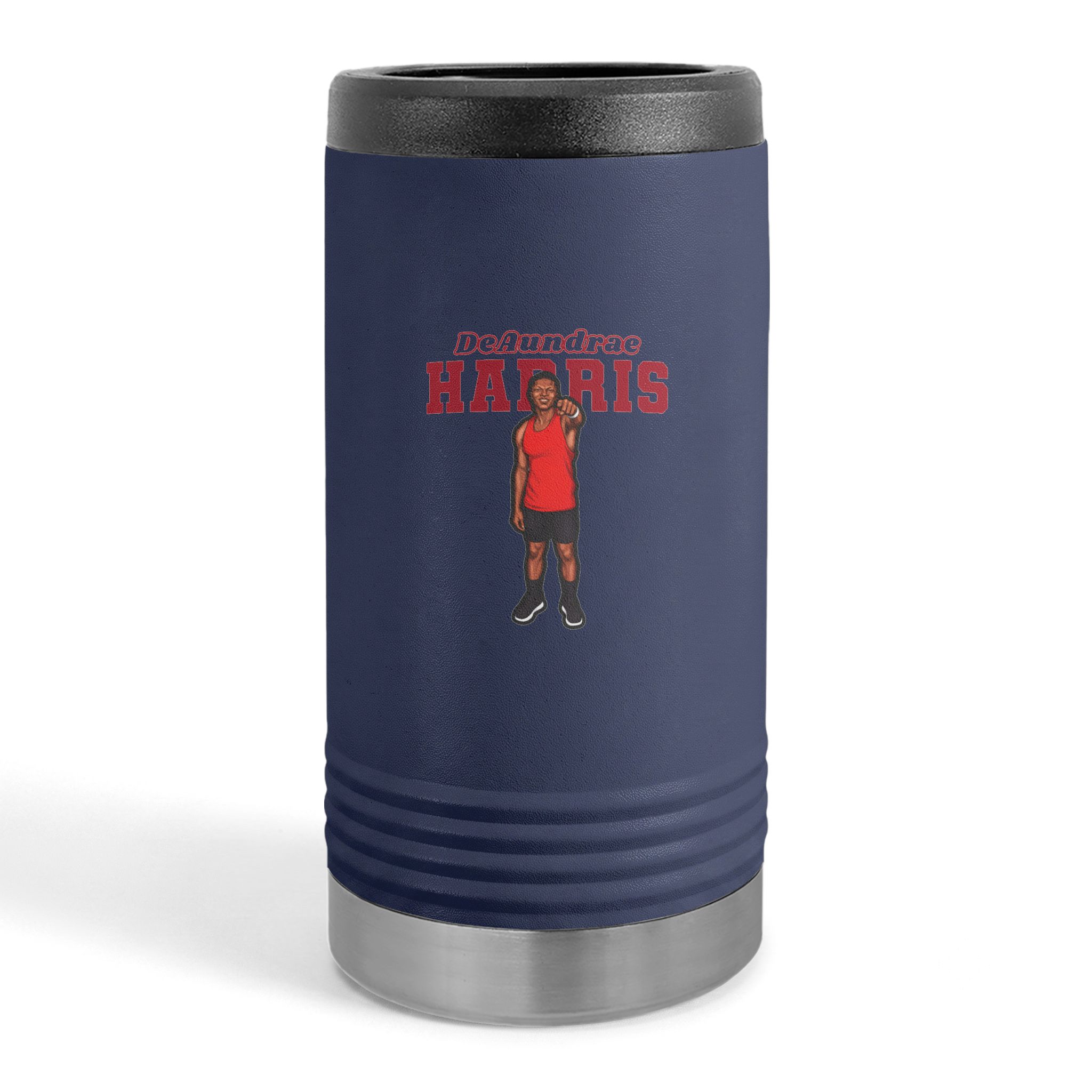 Slim Stainless Can Cooler — character_name_arch in Navy