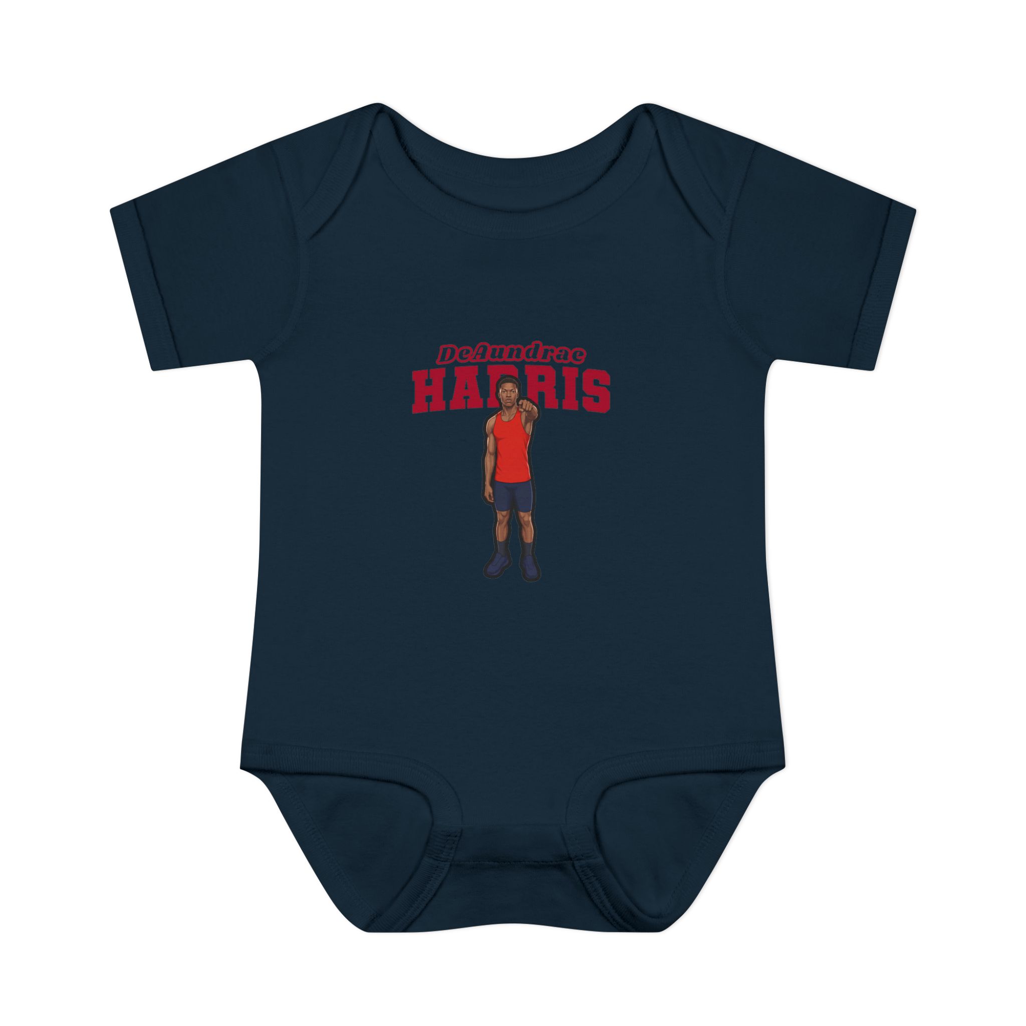 Baby Onesie — character_name_arch in Navy