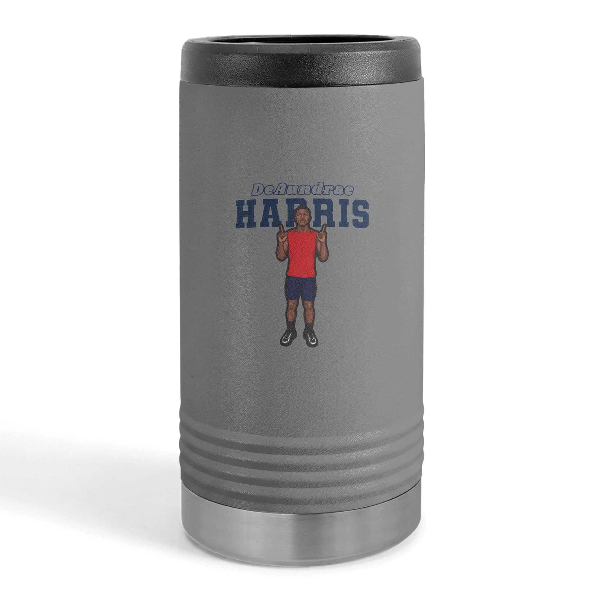 Slim Stainless Can Cooler — character_name_arch in Grey