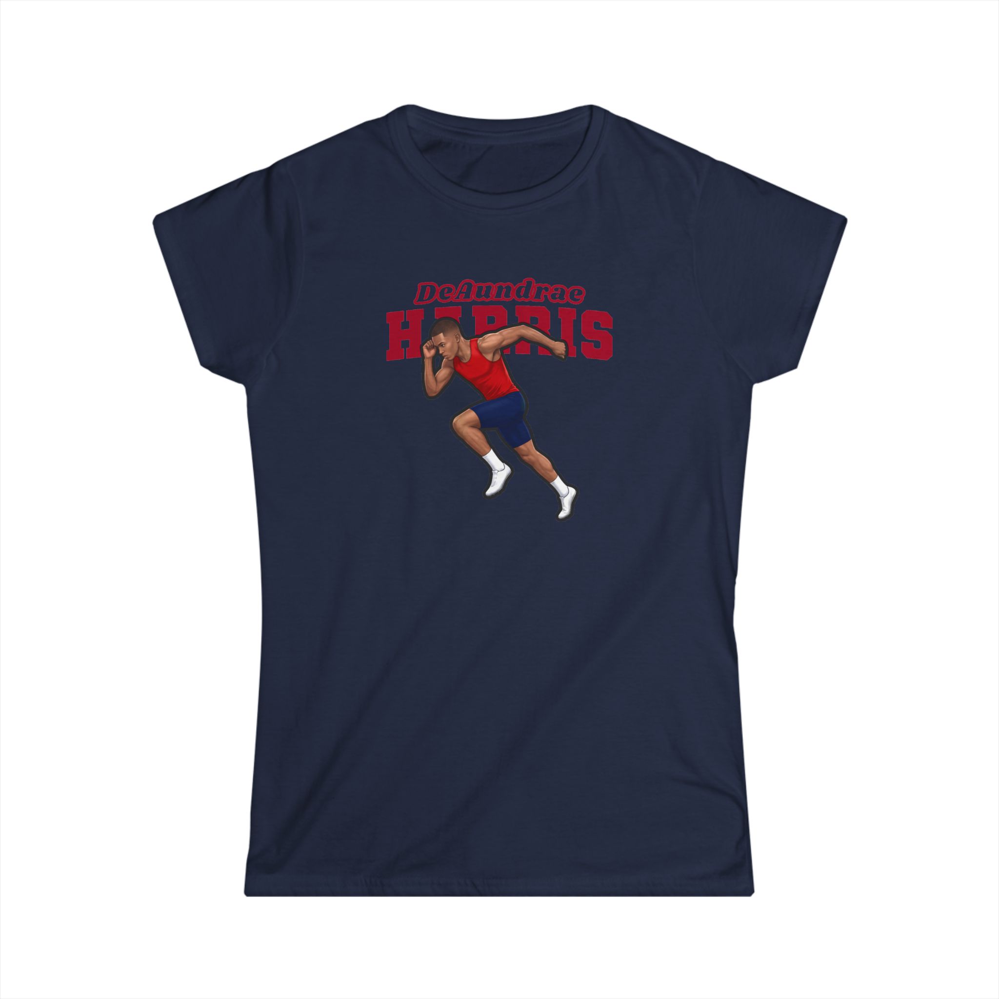 Women's Softstyle Tee — character_name_arch in Navy
