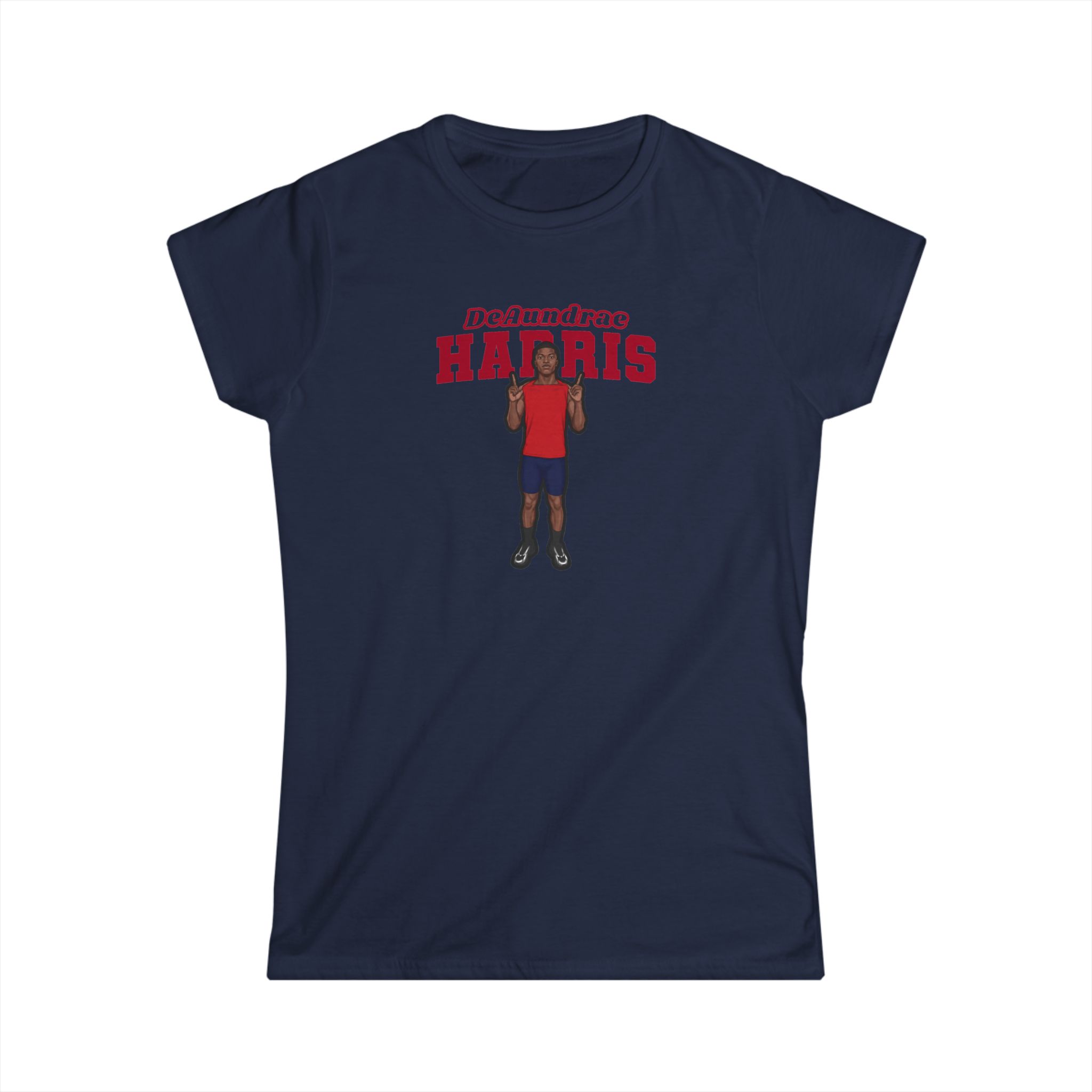 Women's Softstyle Tee — character_name_arch in Navy
