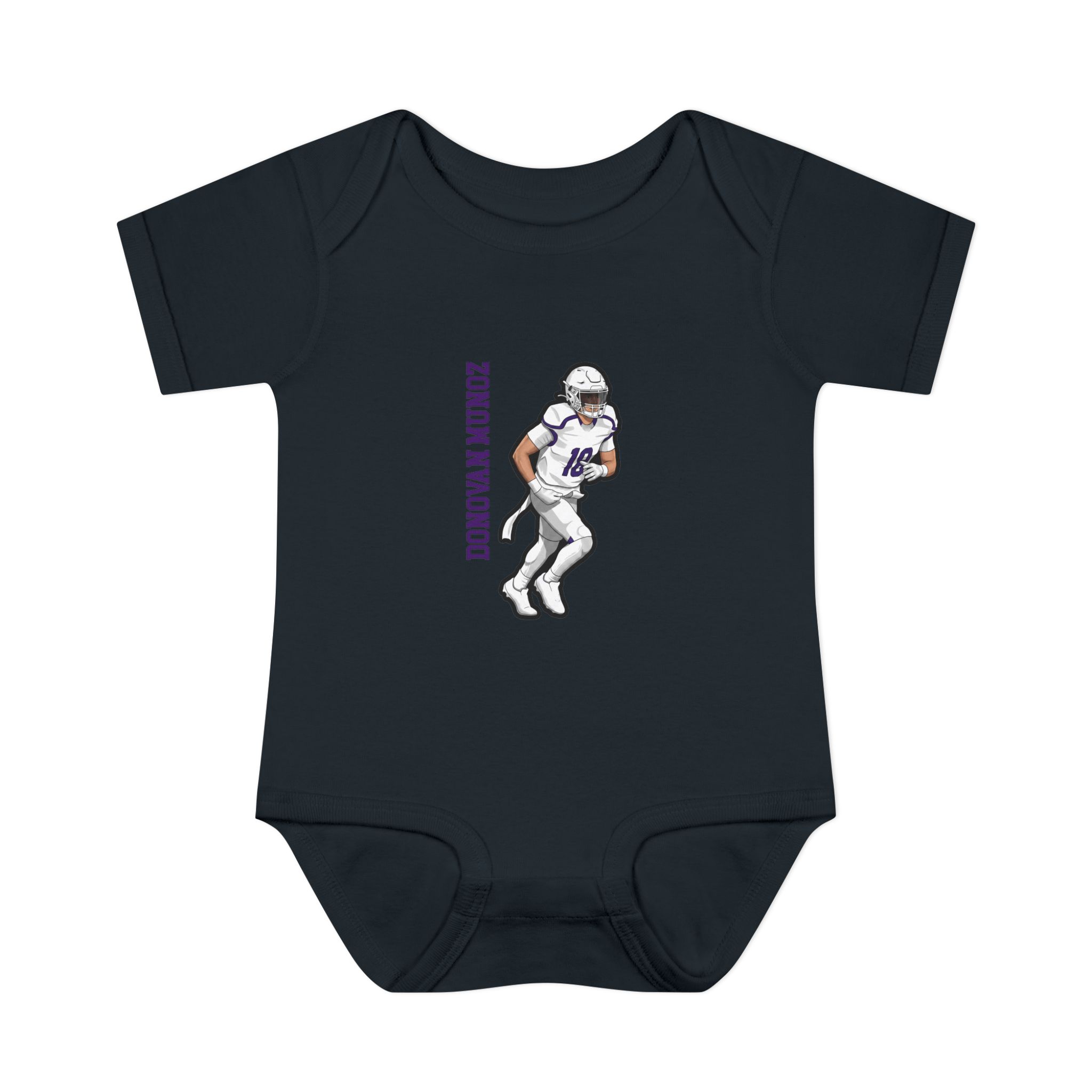 Baby Onesie — character_name_vertical in Black
