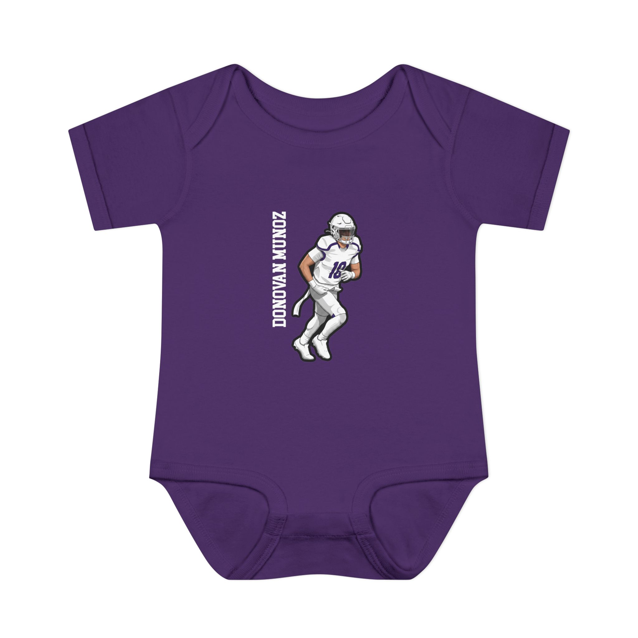 Baby Onesie — character_name_vertical in Purple