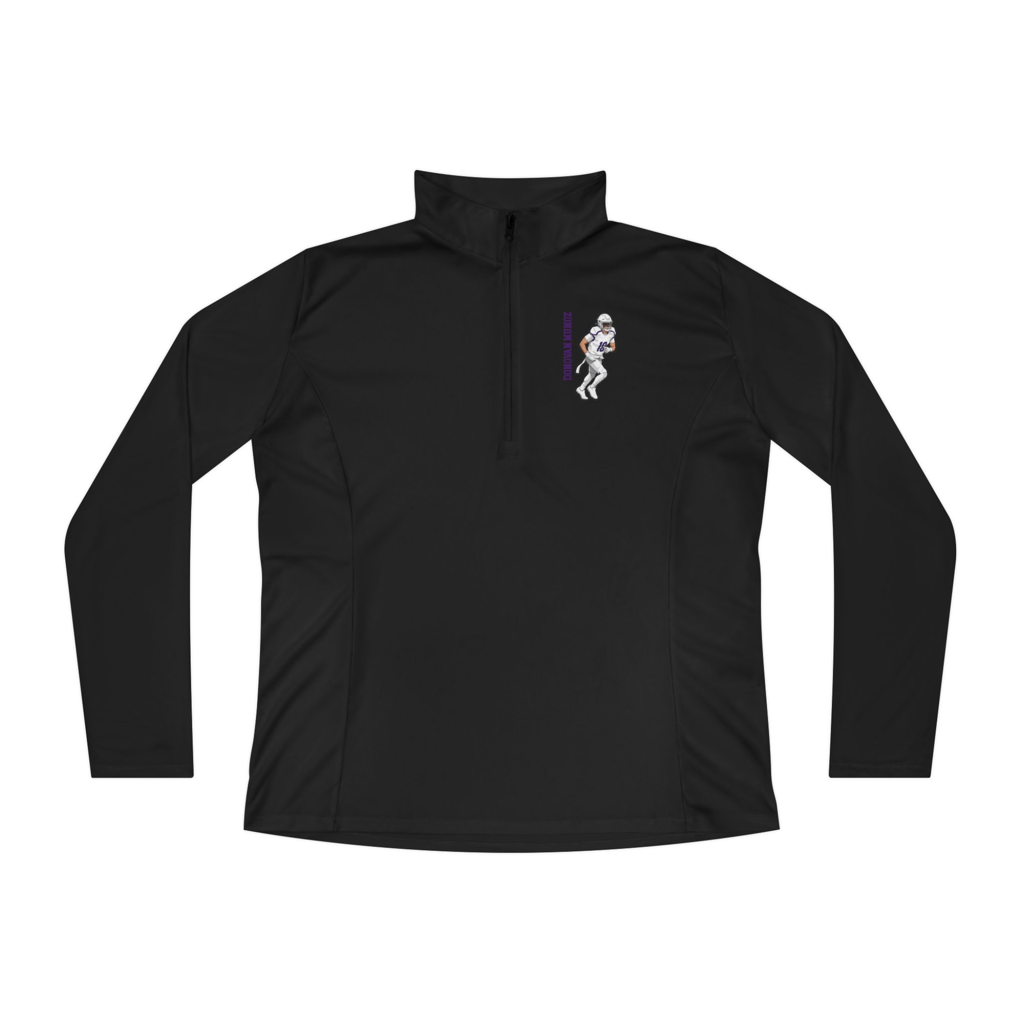 Women's Q-Zip Pullover — character_name_vertical in Black