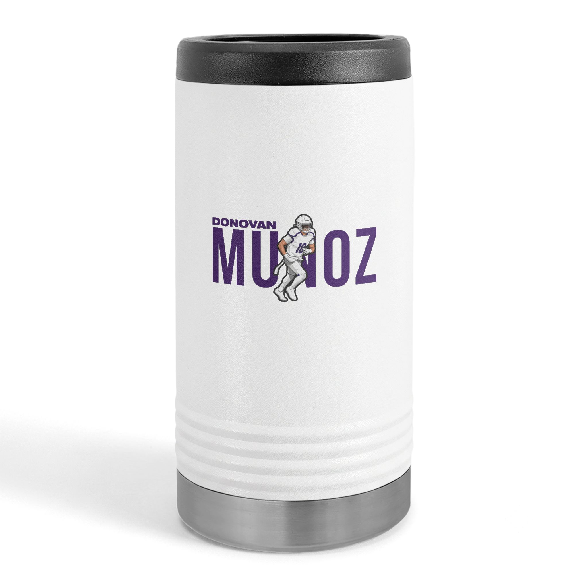 Slim Stainless Can Cooler — character_player_name in White